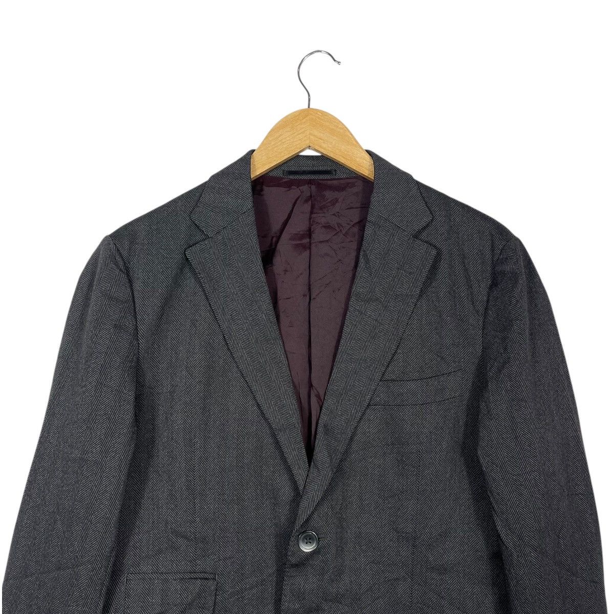 Beams Plus Beams Heart Men’s Herringbone Blazer Jacket Grey 2 Button Size 42R - 2 Thumbnail