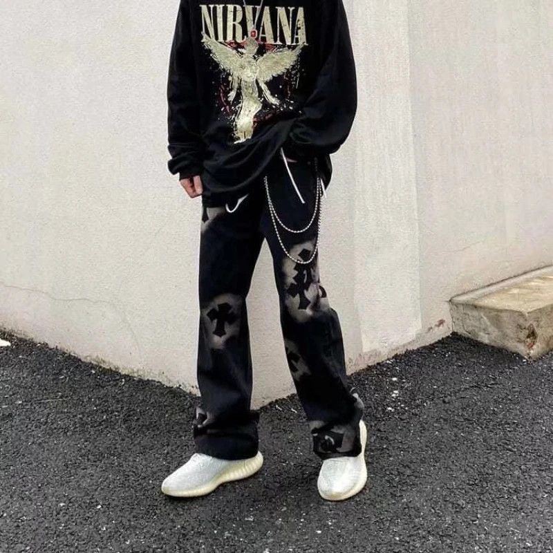 American Vintage High Street Y2K Cross Print Jeans