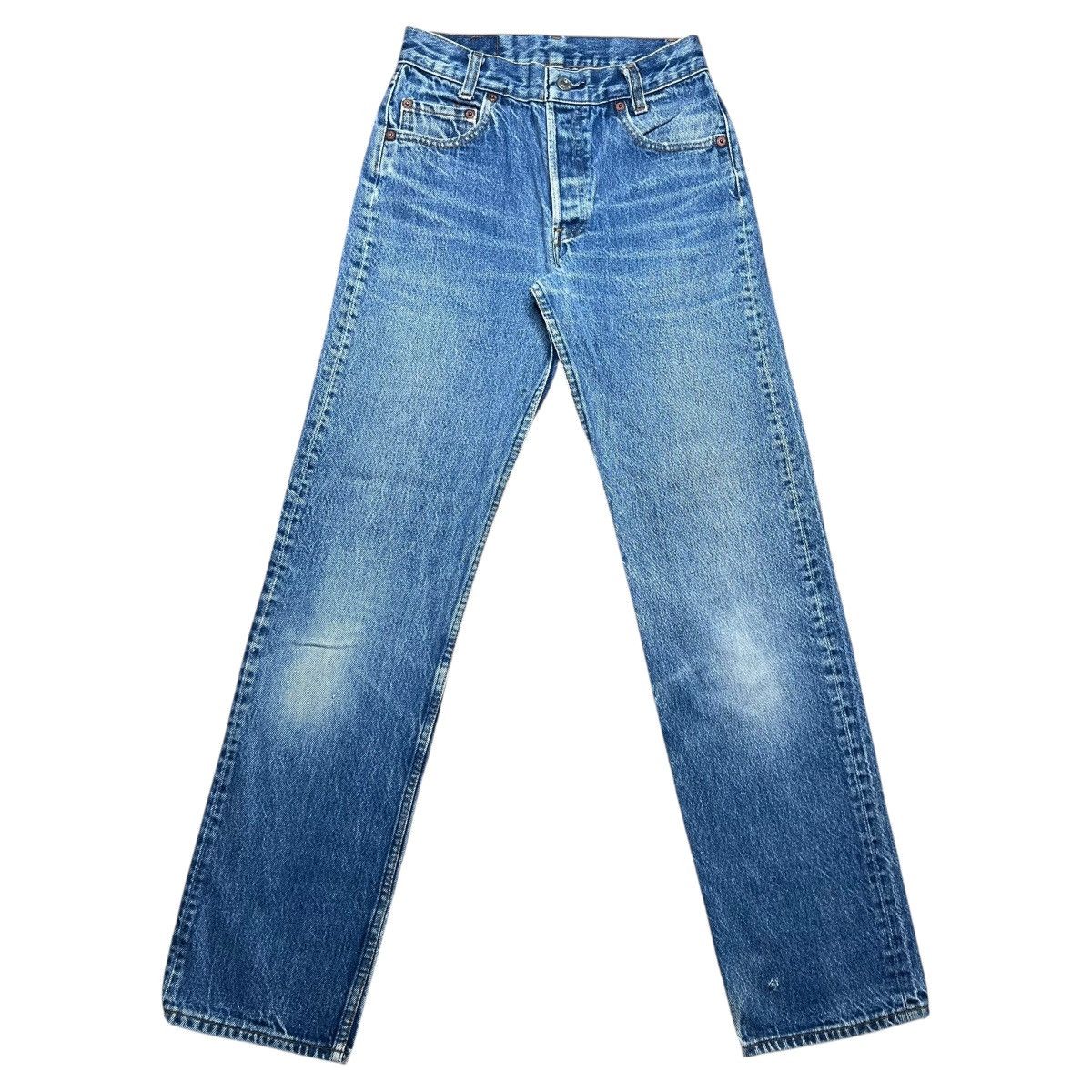 Levi's Vtg 1980s Levi’s 701 Button Fly Student USA Blue Denim Jeans Size 25" / US 0 / IT 36 - 1 Thumbnail