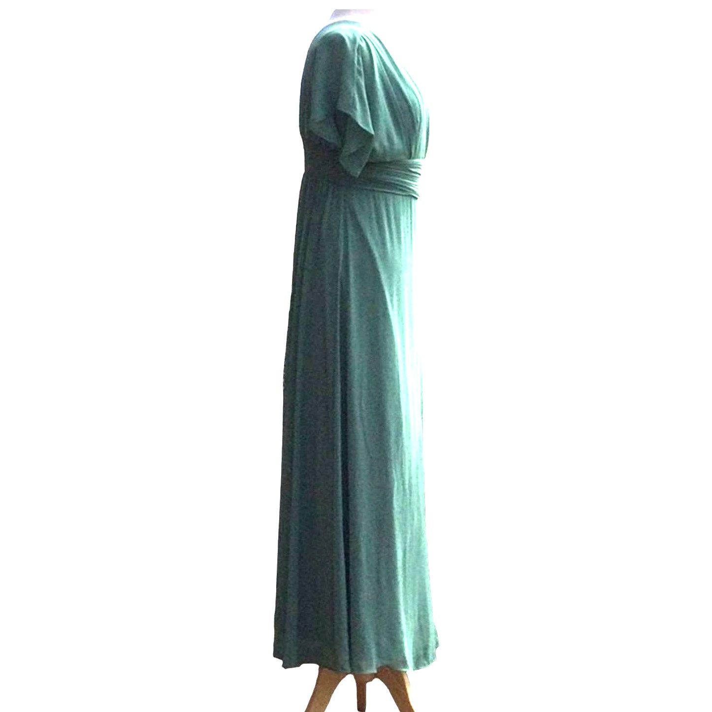 Other Ever Pretty Sage Green Lace Gauging Waist Evening Maxi Dress Size S / US 4 / IT 40 - 4 Thumbnail