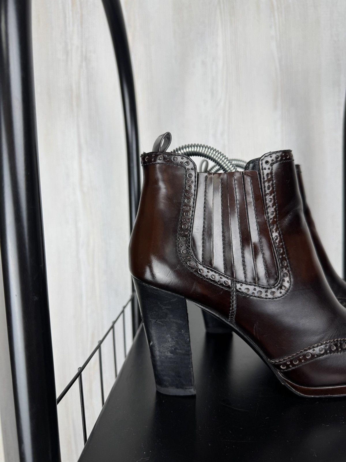 Prada Prada Burgundy Leather Ankle Boots Size 38.5 Size US 8.5 / IT 38.5 - 2 Thumbnail