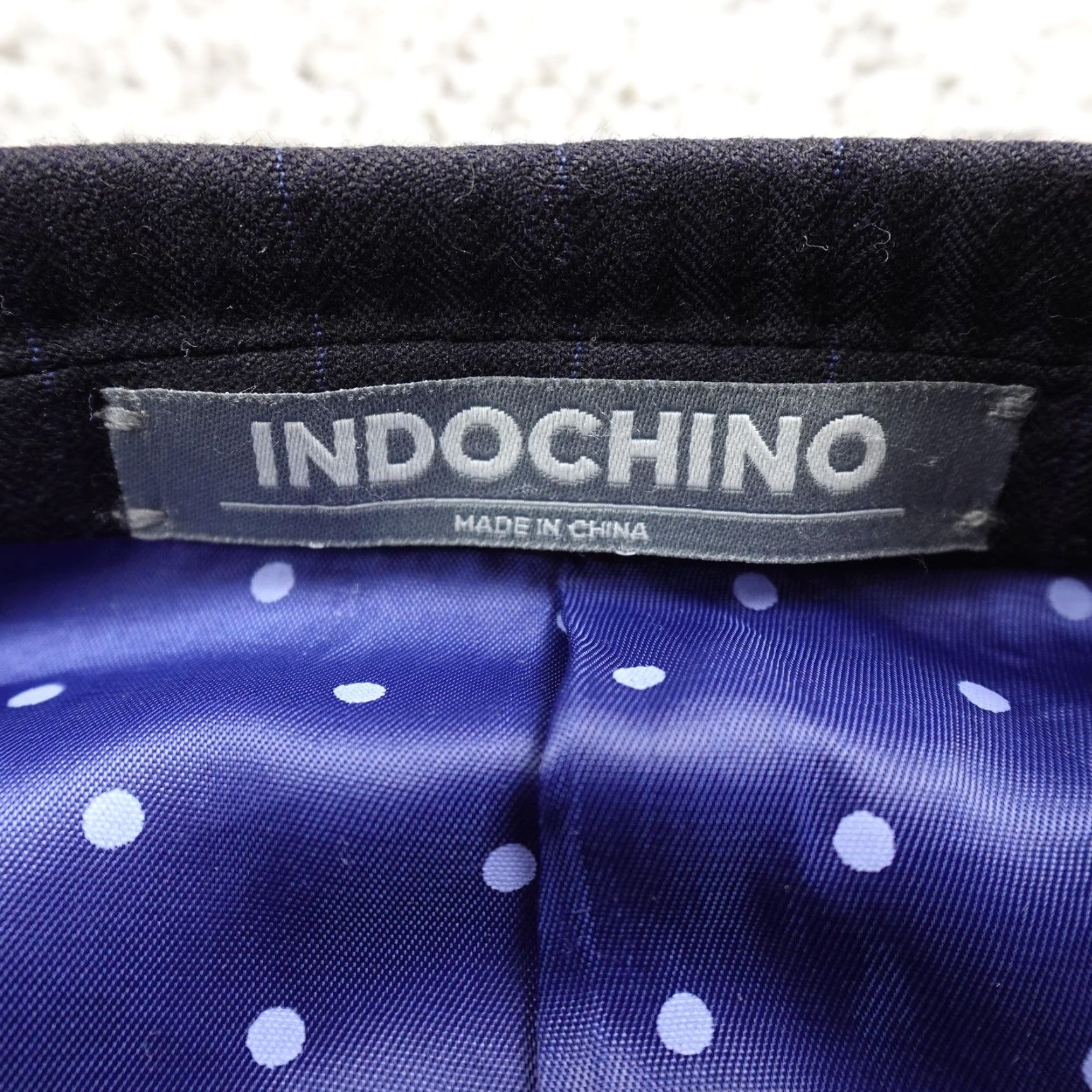 Vintage Indochino Blazer Mens 46L Blue Wool Two-Button Single-Breasted Suit Jacket Herringbone 2 Piece Business Formal Wedding Jacket Size 46R - 4 Thumbnail