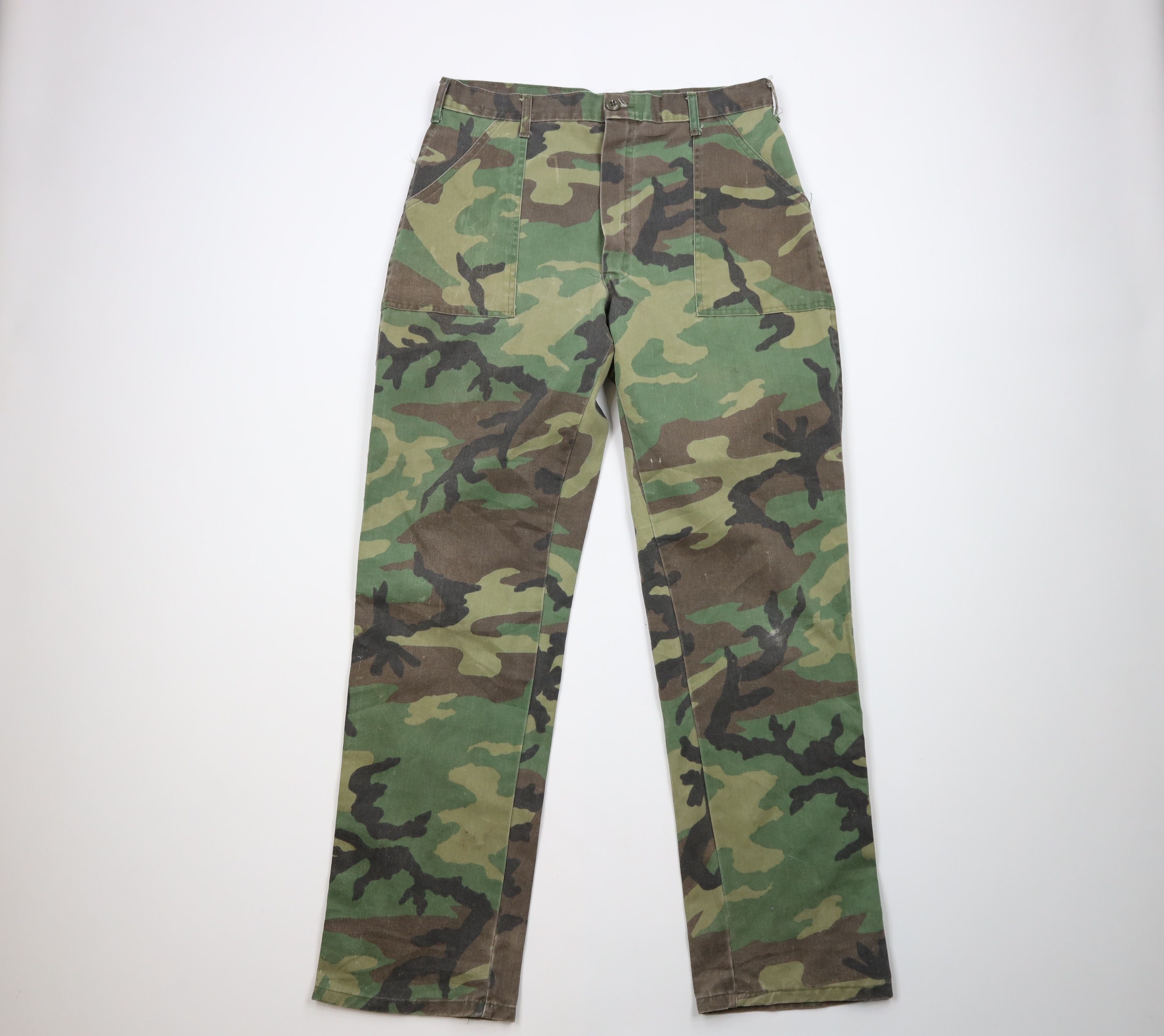 Image of Vintage 70's Streetwear Camouflage Wide Leg Fatigue Pants Usa, Men's (Size 34)