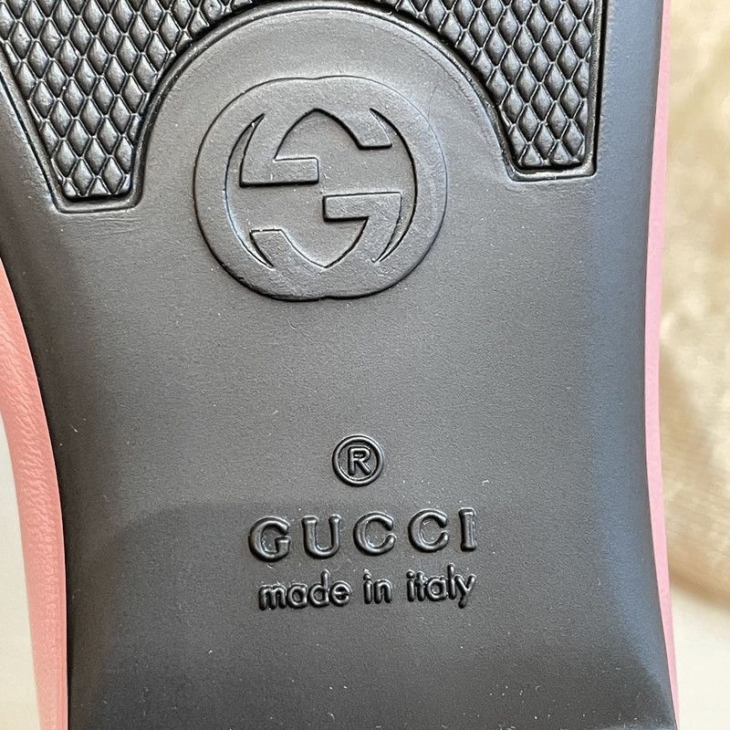 Gucci Gucci Pink Leather Bow Flat Shoes for Kids - Size US 12 / EU 45 - 7 Thumbnail