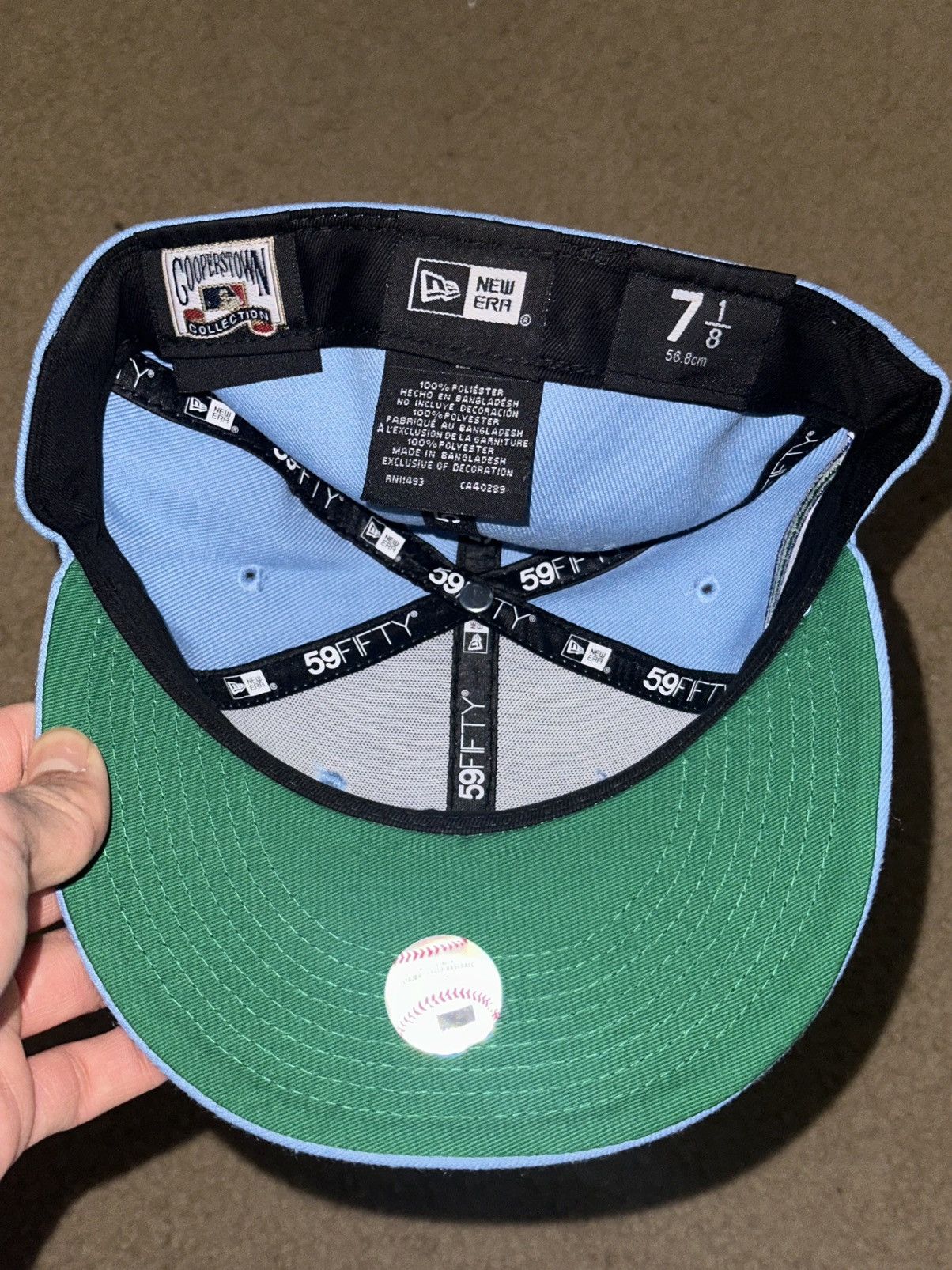 Hat Club × MyFitteds × New Era Size 7 1/4 Chicago Cubs Metallic Stitching Sky Blue Fitted Size ONE SIZE - 5 Thumbnail