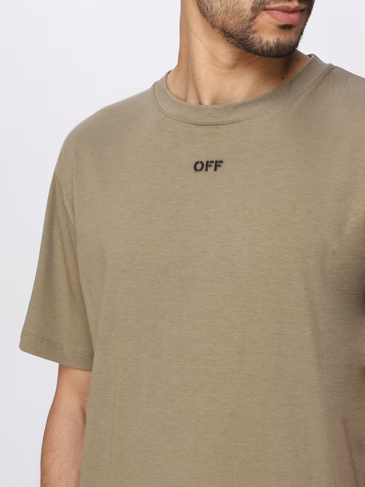 Off-White o1y0325 Logo Crewneck T-Shirt in Khaki Size US XL / EU 56 / 4 - 2 Thumbnail