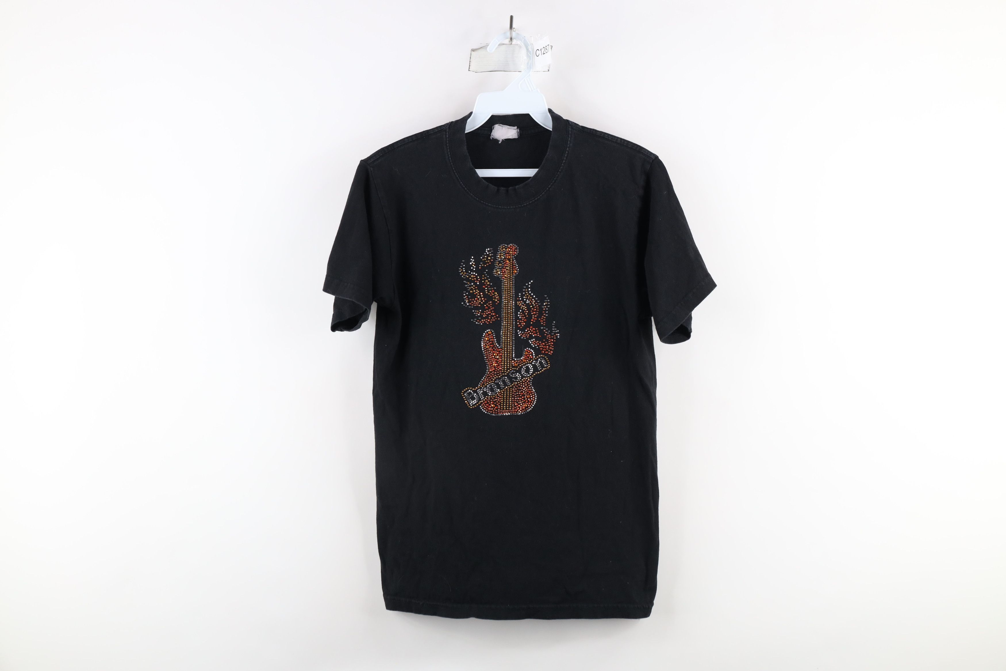 Vintage Vintage 90s Streetwear Guitar Fire Flames Branson T-Shirt Size S / US 4 / IT 40 - 1 Thumbnail