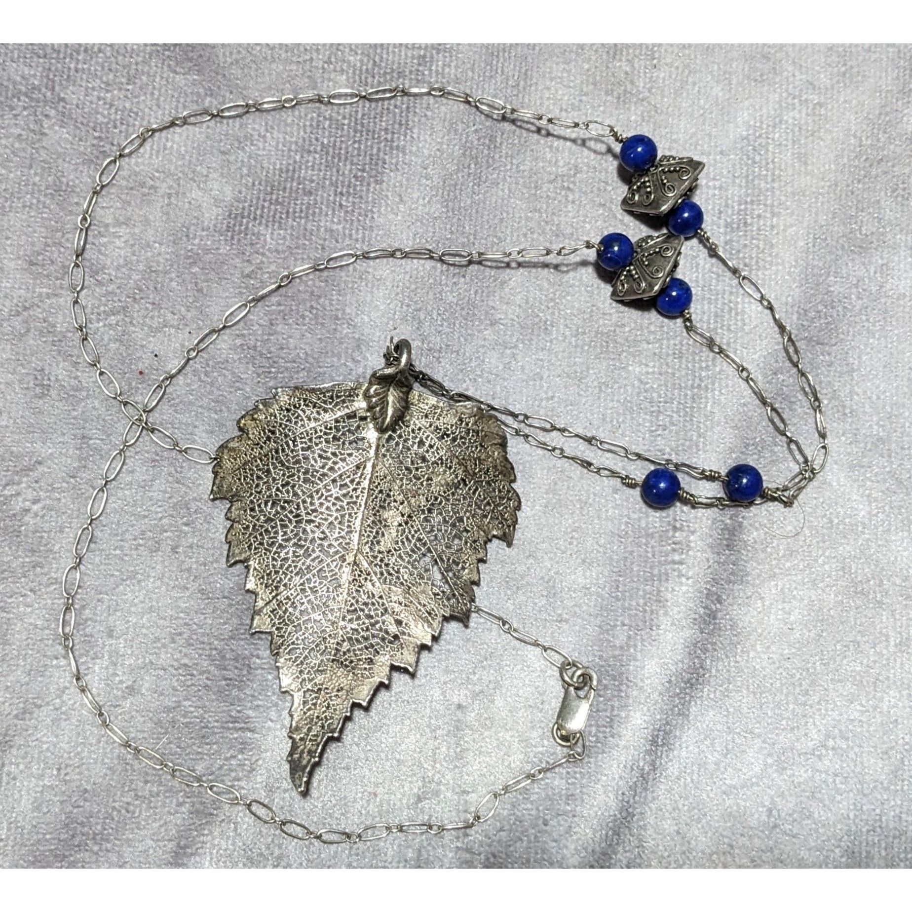 Other Vintage Silver And Blue Electroplated Birch Leaf Necklace Size ONE SIZE - 8 Thumbnail