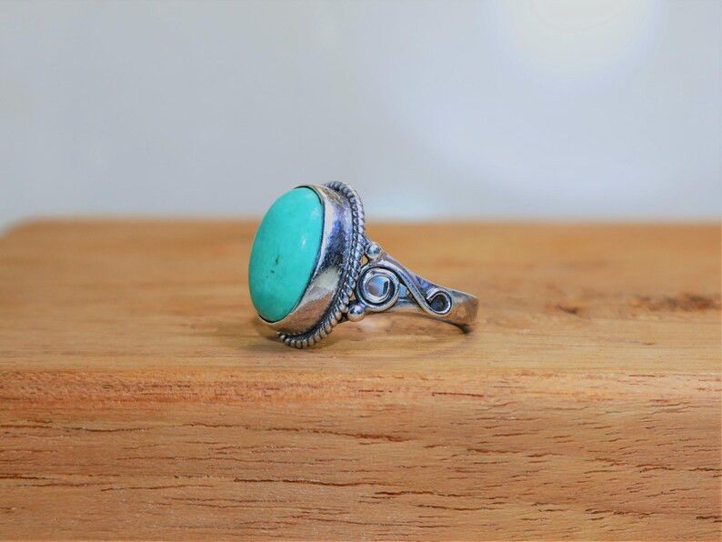 Handmade Turquoise Ring, Handmade 925 Sterling Silver Promise Jewelry Size ONE SIZE - 3 Thumbnail