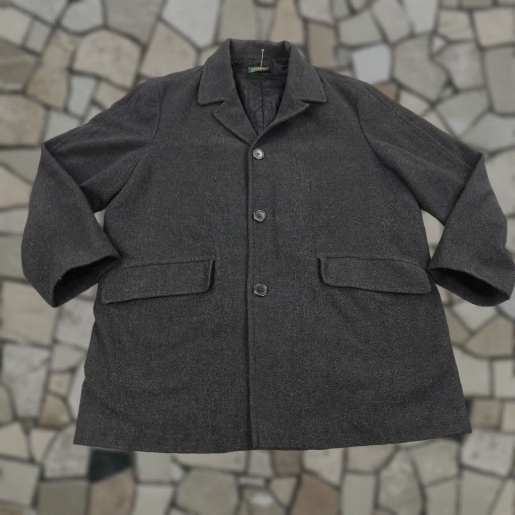 Vintage J Crew Jacket Men XL Gray Wool Blend Quilt Lined Driver Car Coat Oarsman