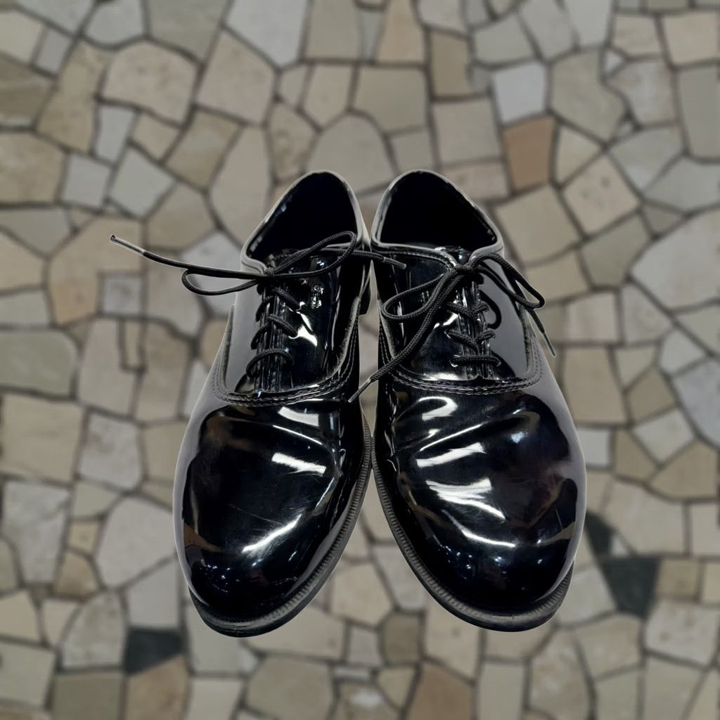 Vintage Mens Black Patent Leather Dress Shoes Oxford Mens 10 1/2 Black Leather Formal Secret? Size US 10 / EU 43 - 1 Thumbnail