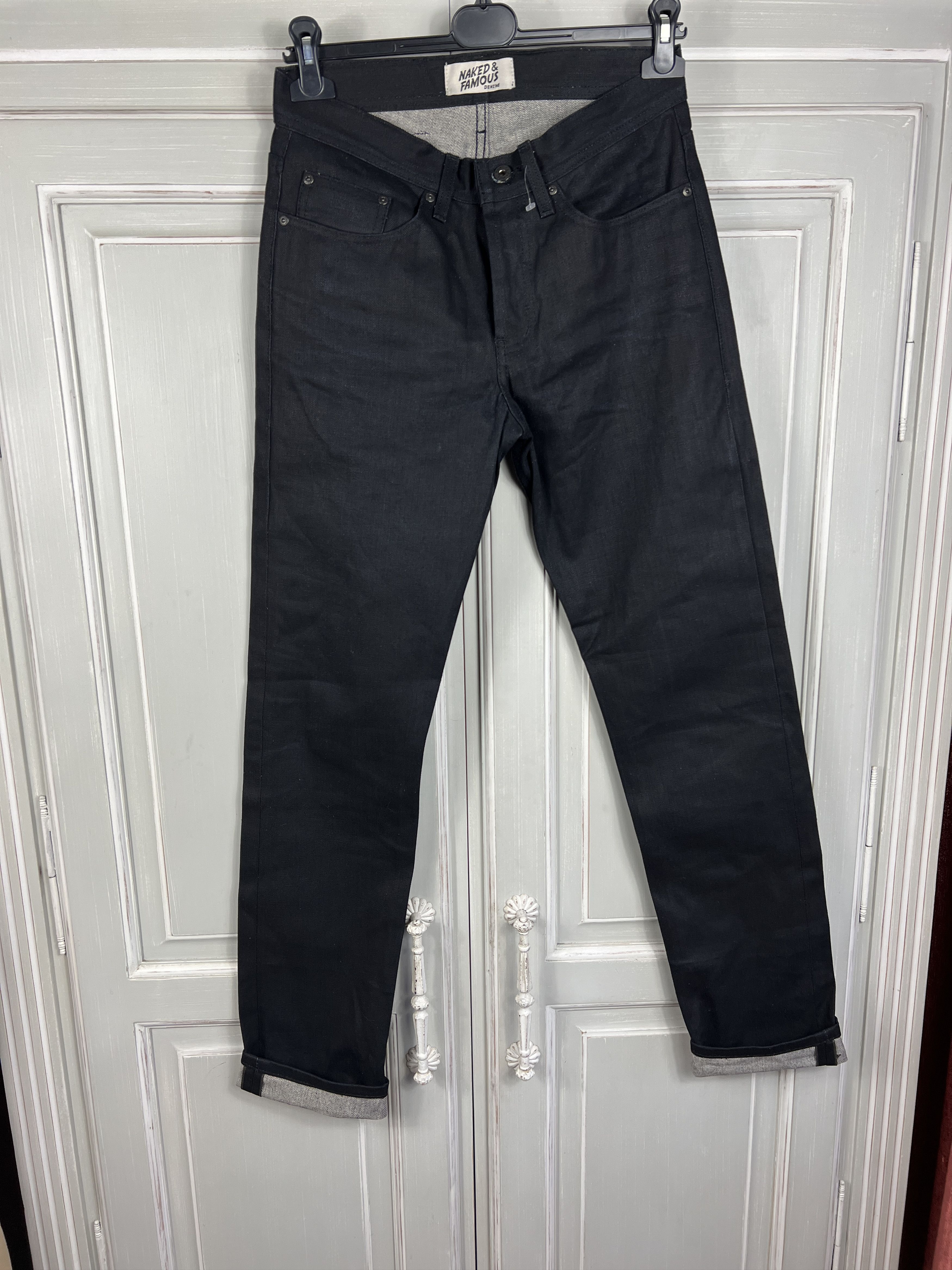 Naked & Famous naked famous denim black selvedge pants skinny wax jeans Size US 29 - 11 Thumbnail