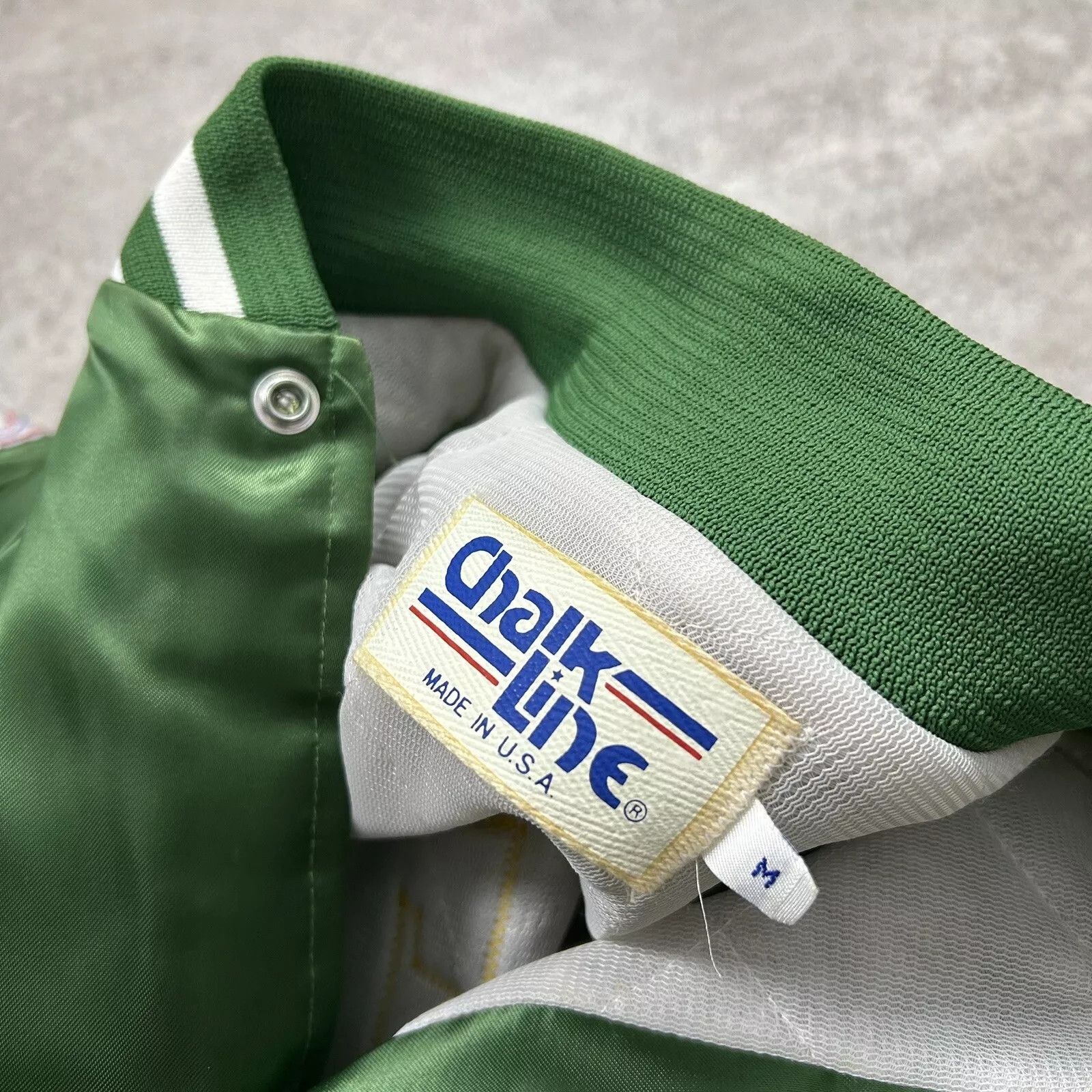 NBA × Vintage BOSTON CELTICS CHALK LINE SATIN BOMBER JACKET SPELL OUT Size US M / EU 48-50 / 2 - 5 Thumbnail