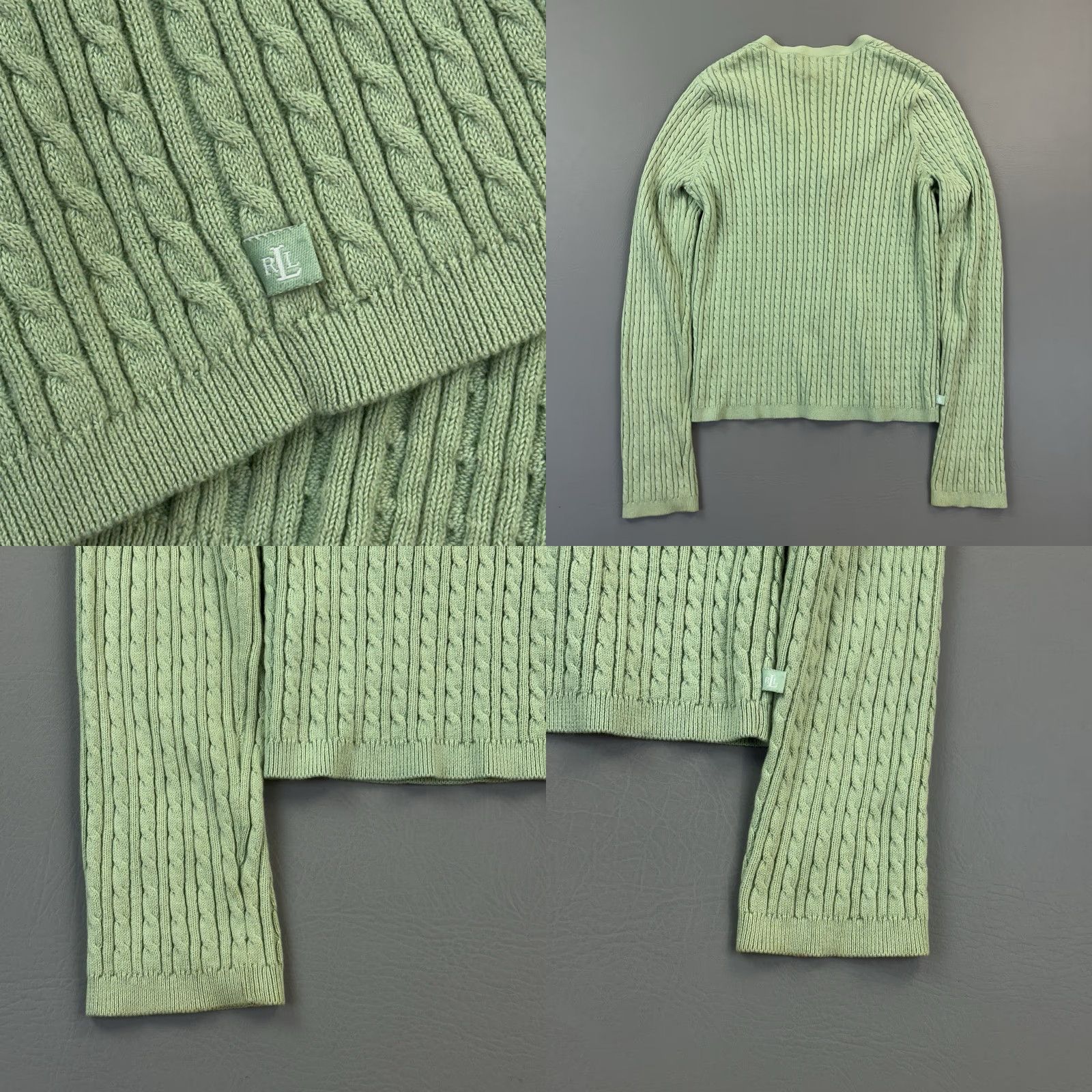 Polo Ralph Lauren VINTAGE Lauren Ralph Lauren Sweater Women's Small Green Cable Knit Cardigan Size L / US 10 / IT 46 - 8 Thumbnail