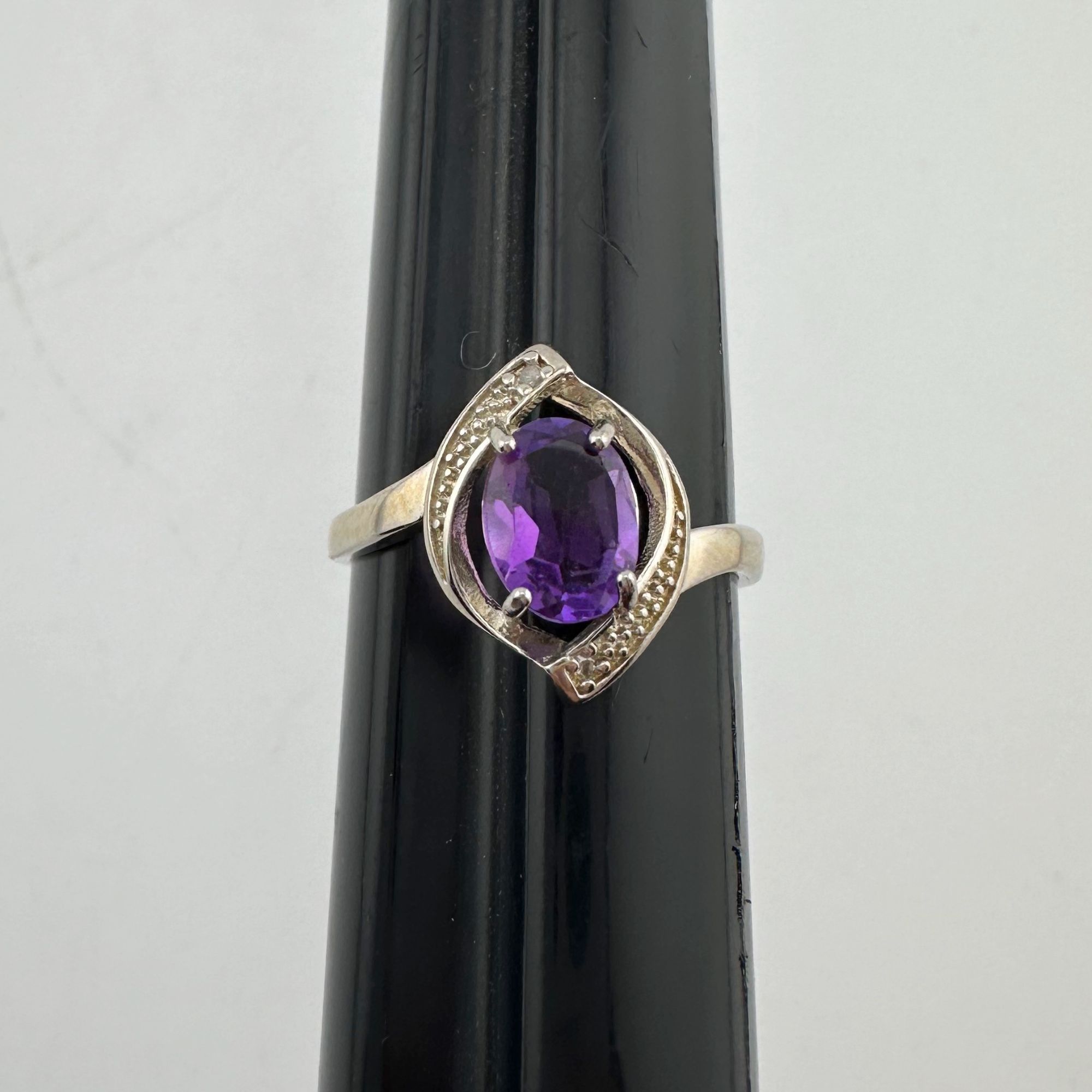 Other 1.11 Carat Amethyst Ring with Diamond Accent - Sterling Silv Size ONE SIZE - 9 Thumbnail