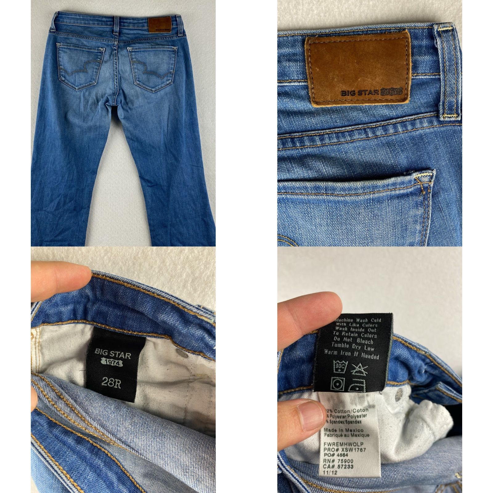 Denime BIG STAR Jeans Womens 28 Bootcut Jeans Low-Rise Denim Distressed Blue 5-Pocket Regular Stretch Womens Size 28" / US 6 / IT 42 - 8 Thumbnail