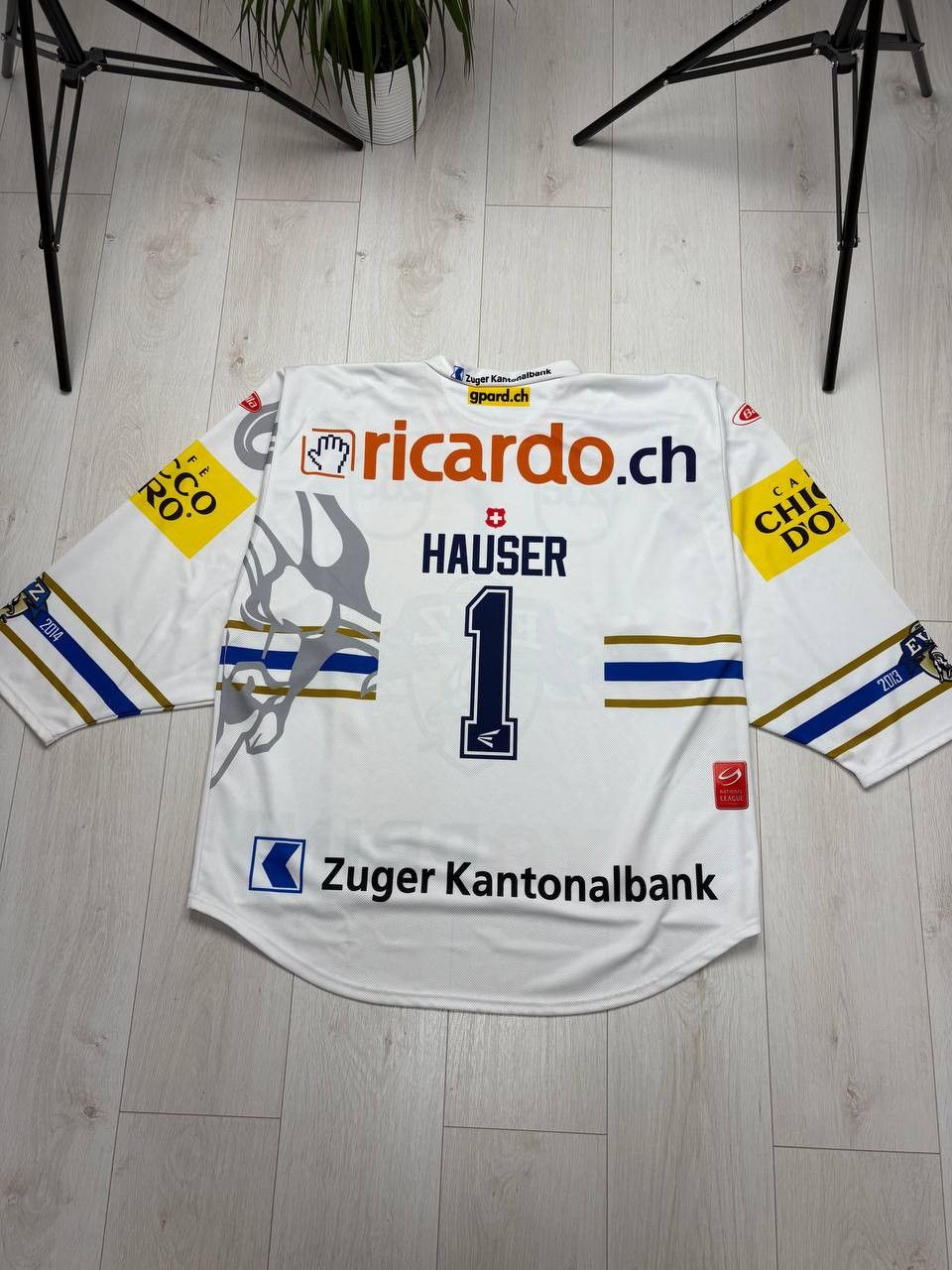 NHL EVZ Zug 2013/2014 Ice Hockey #1 HAUSER Size US XL / EU 56 / 4 - 8 Thumbnail