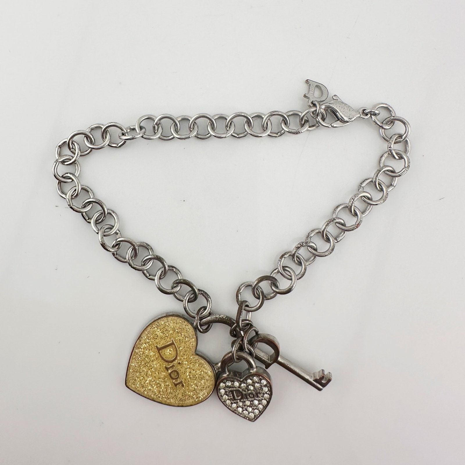 Dior Christian Dior Silver Hear and Key Charm Bracelet Size ONE SIZE - 8 Thumbnail