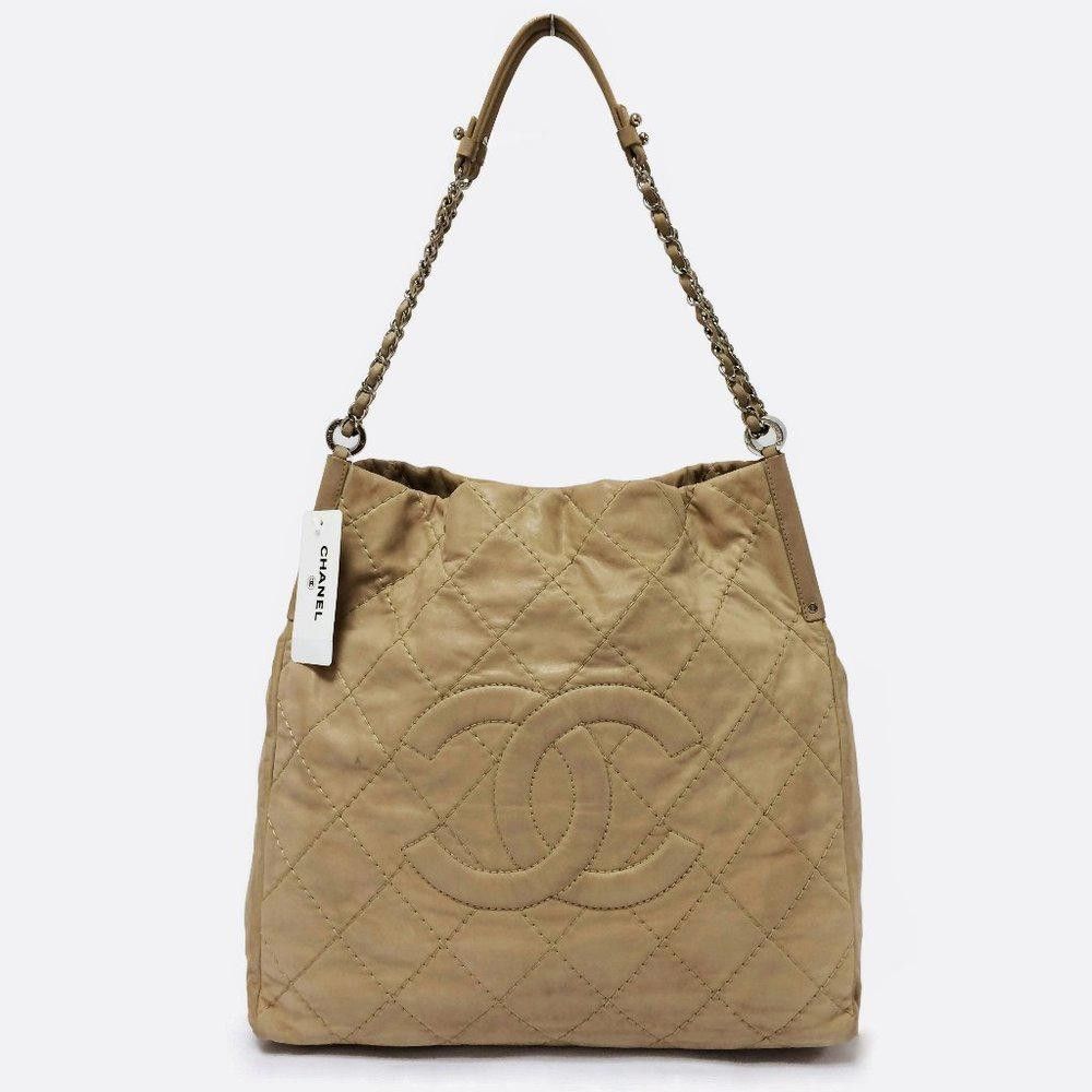 Chanel Chanel Shopping Tote Light Beige Leather Tote Size ONE SIZE - 1 Thumbnail