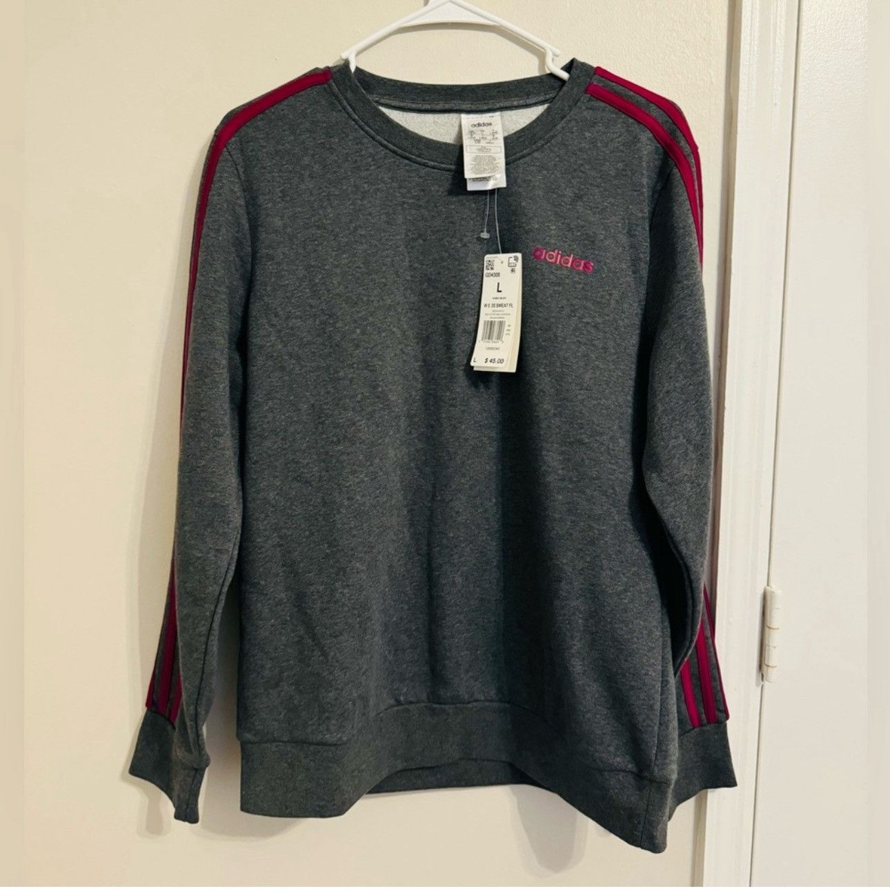 Adidas Women's Adidas Essentials 3 Stripes Sweatshirt Gray Large Size L / US 10 / IT 46 - 1 Thumbnail