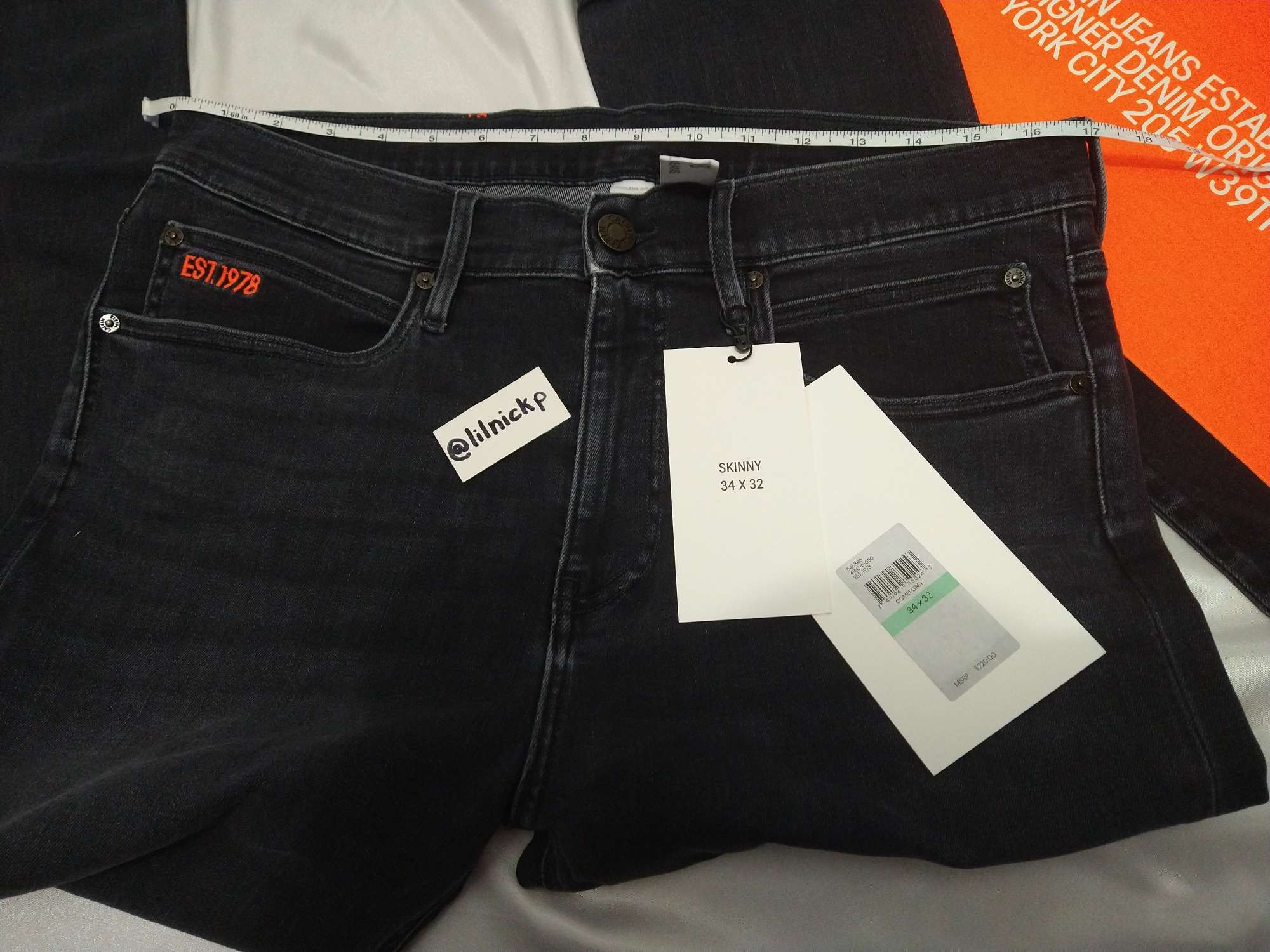 Calvin Klein 205W39NYC EST. 1978 Skinny Leg Comet Grey Jeans Size US 34 / EU 50 - 5 Thumbnail