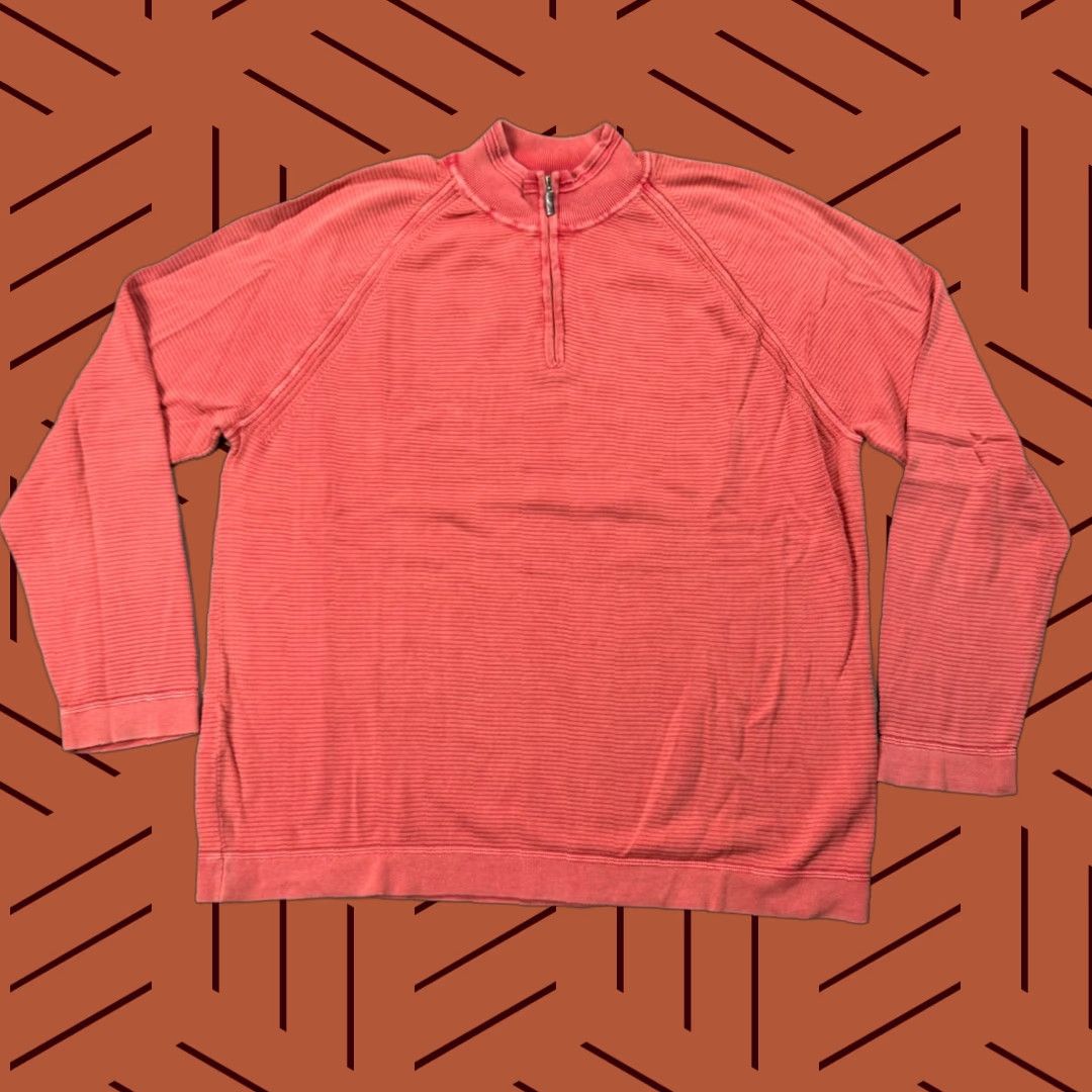Tommy Bahama TOMMY BAHAMA PULLOVER 2XL MENS PINK 1/4 ZIP SWEATER DISTRESSED GOLF 90s Size US XXL / EU 58 / 5 - 1 Thumbnail