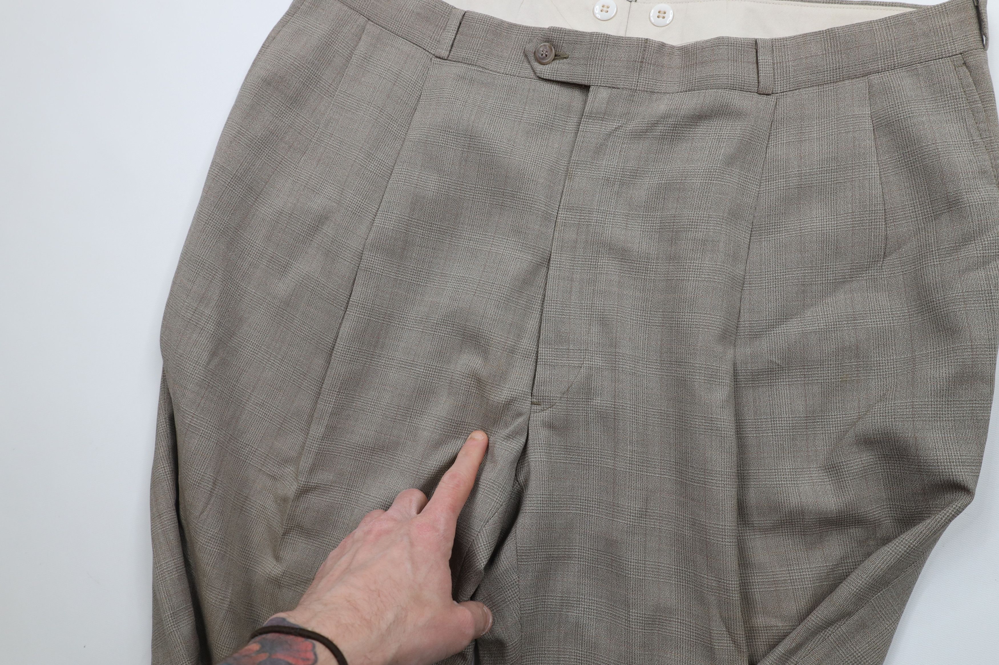 Vintage Vintage 90s Streetwear Wool Knit Wide Leg Chino Pants Plaid Size US 38 / EU 54 - 7 Thumbnail