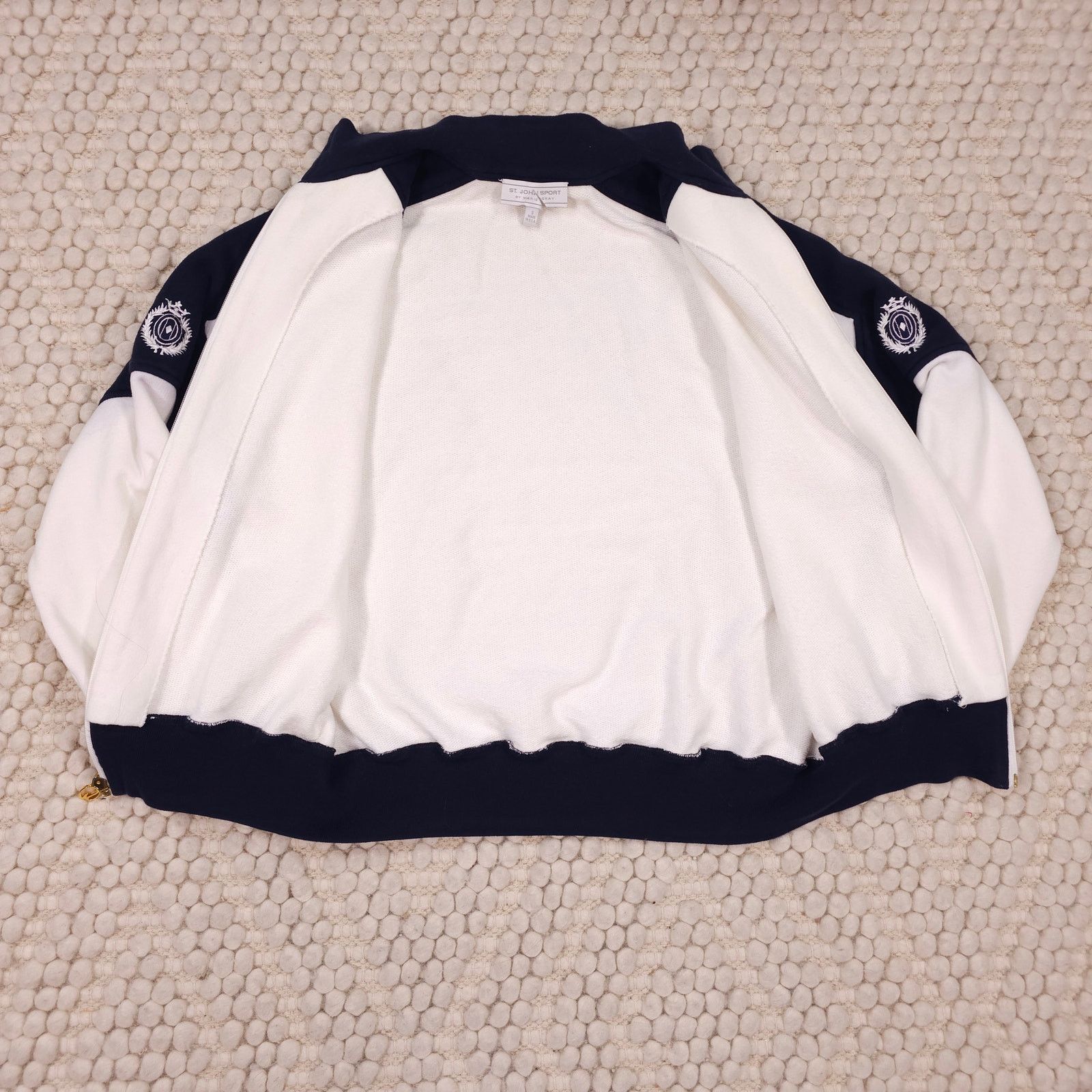 St. John St. John Sport Full Zip Track Jacket White Navy Sz Small Size S / US 4 / IT 40 - 7 Thumbnail
