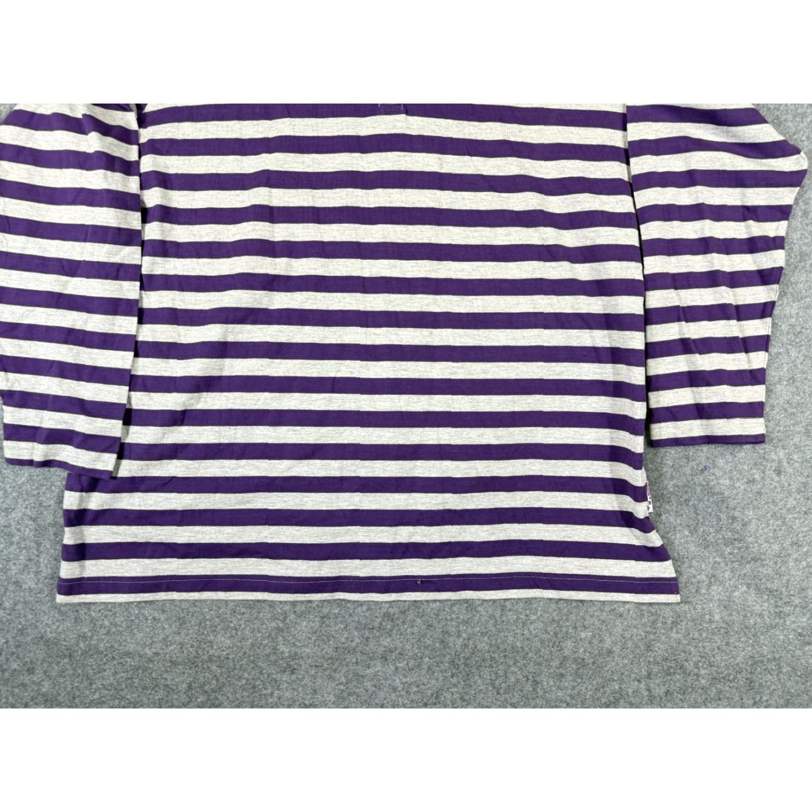 Vintage VINTAGE Pink Panther Polo Shirt Womens 22/24 Striped Purple Gray Logo Rugby Shirt Long Sleeve Casual Mens Women Girls Size 3XL / US 20-22 - 4 Thumbnail