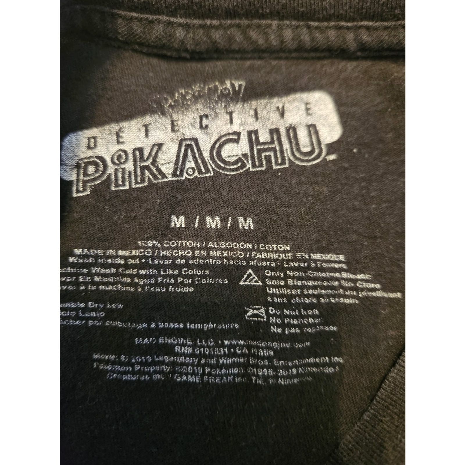 Vintage Pokémon Detective Pikachu Neon Logo T-Shirt Men Medium Black Cotton Crew Neck Short Sleeve Logo Print Pokemon Size US M / EU 48-50 / 2 - 2 Thumbnail