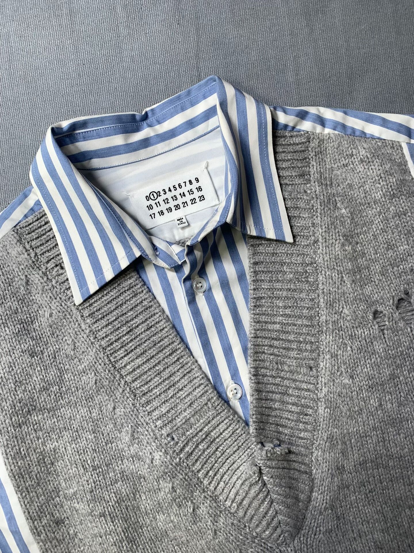 Maison Margiela Maison Margiela Striped Knit Fake Two-Piece Shirt Size XS / US 0-2 / IT 36-38 - 1 Thumbnail
