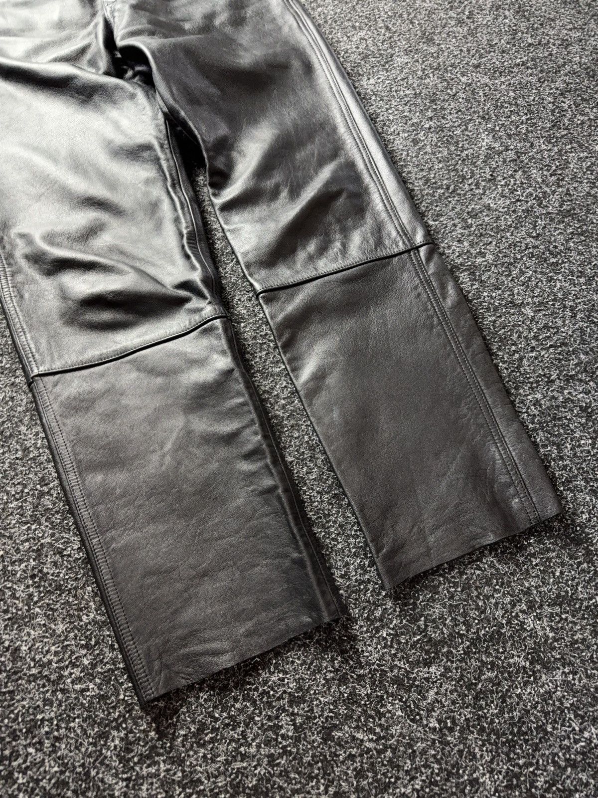 Genuine Leather Leather Biker MOTO Rock Punk Opium Chrome Style Pants Black Size US 31 - 2 Thumbnail