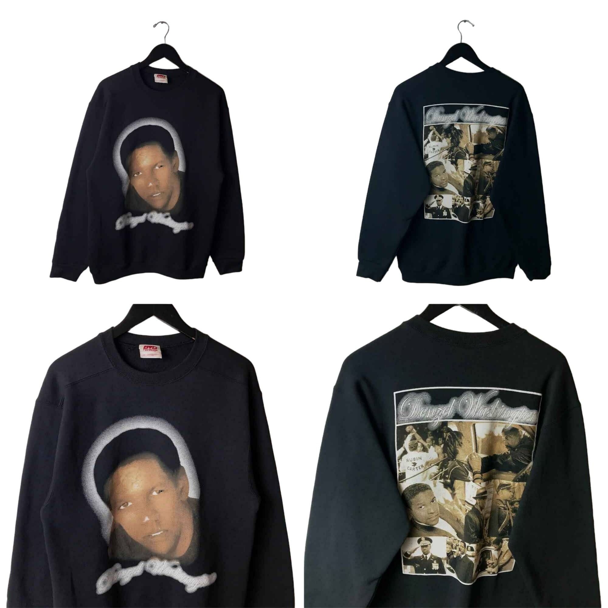 image of Rap Tees x Vintage Y2K Denzel Washington Rap Crewneck Black S Small, Men's