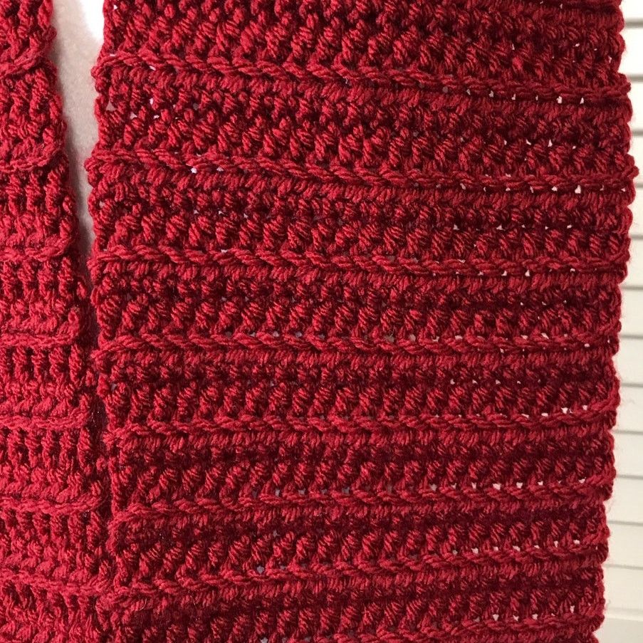 Handmade NWT Handmade Crocheted Red Textured Beanie & Scarf 53” Size ONE SIZE - 3 Thumbnail