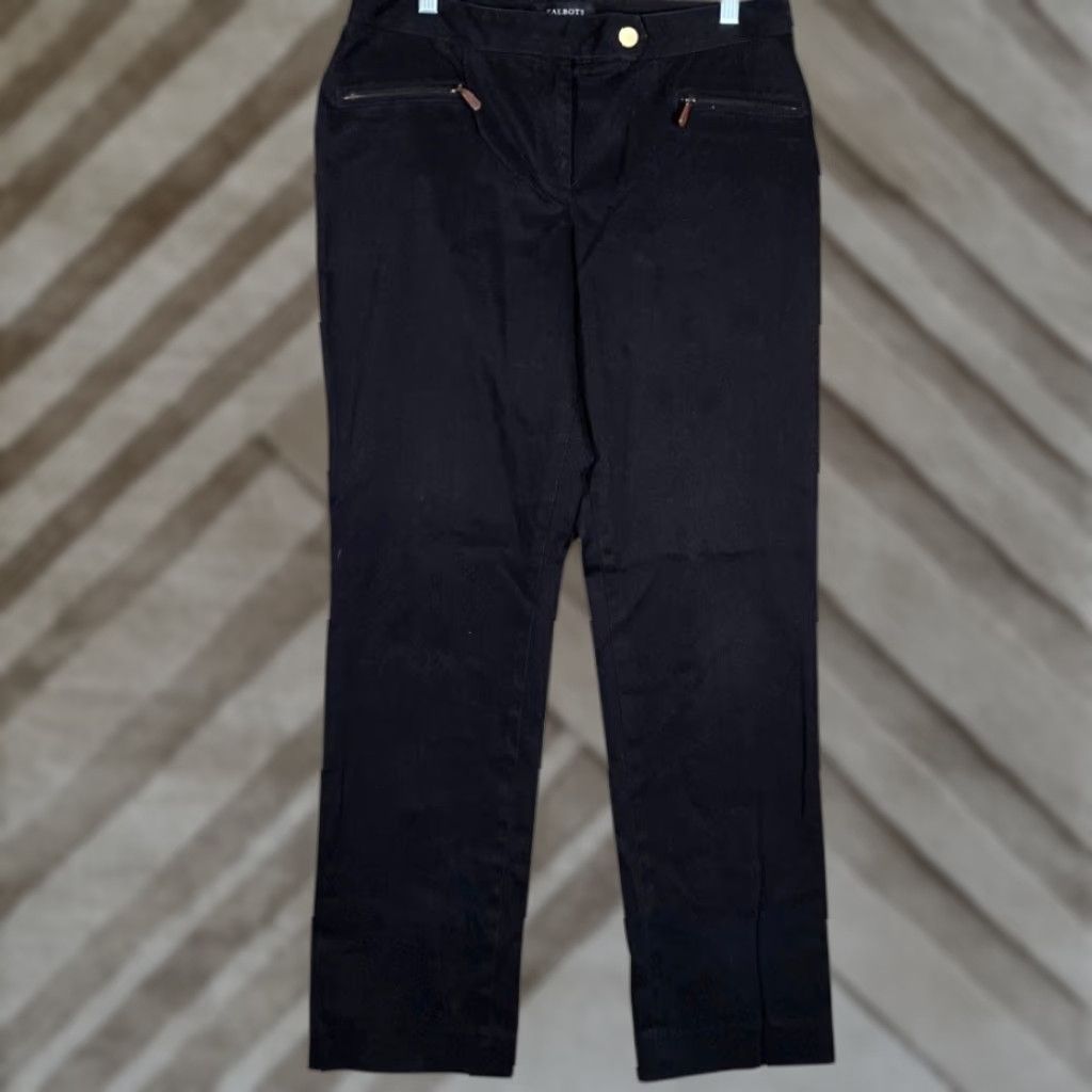 Talbots Talbots Womens Pants Black Signature Straight Zip Pockets Stretch 8 Pants Mens? Size 30" / US 8 / IT 44 - 1 Thumbnail