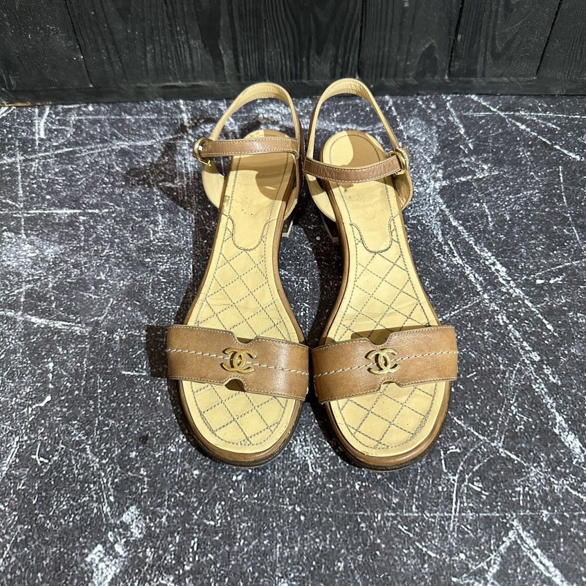 Chanel VINTAGE CHANEL - Women’s Leather Sandals Size 39.5 Size US 9.5 / IT 39.5 - 7 Thumbnail