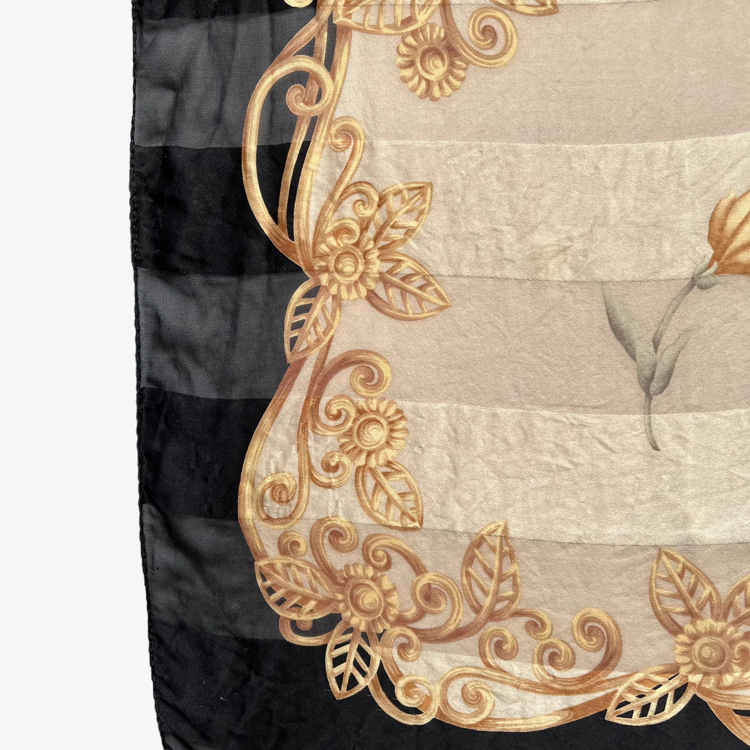 Balmain Vintage 90s Pierre Balmain Floral Print Striped Silk Scarf Size ONE SIZE - 4 Thumbnail