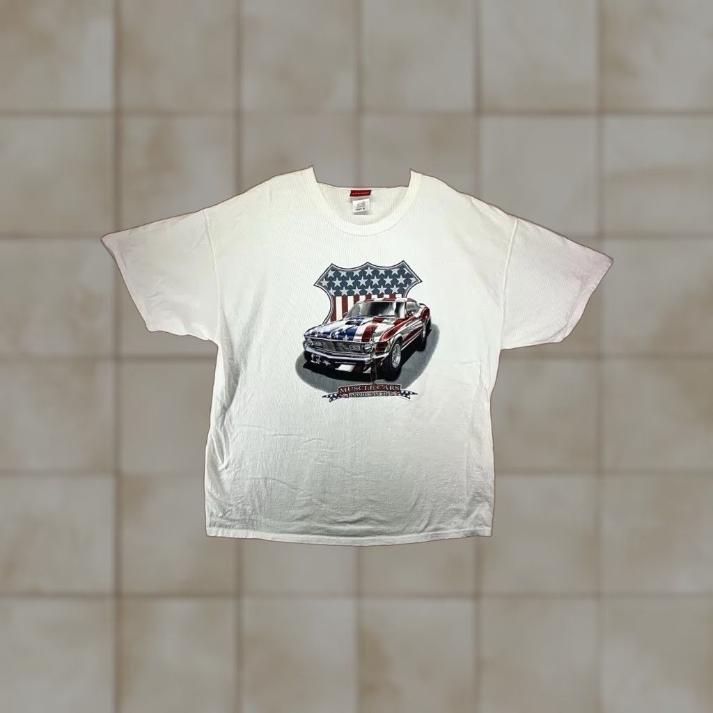 Ford VINTAGE Ford Mustang Patriotic Car T-Shirt Adult XL White 90s Y2K Made in USA Size US XL / EU 56 / 4 - 1 Thumbnail