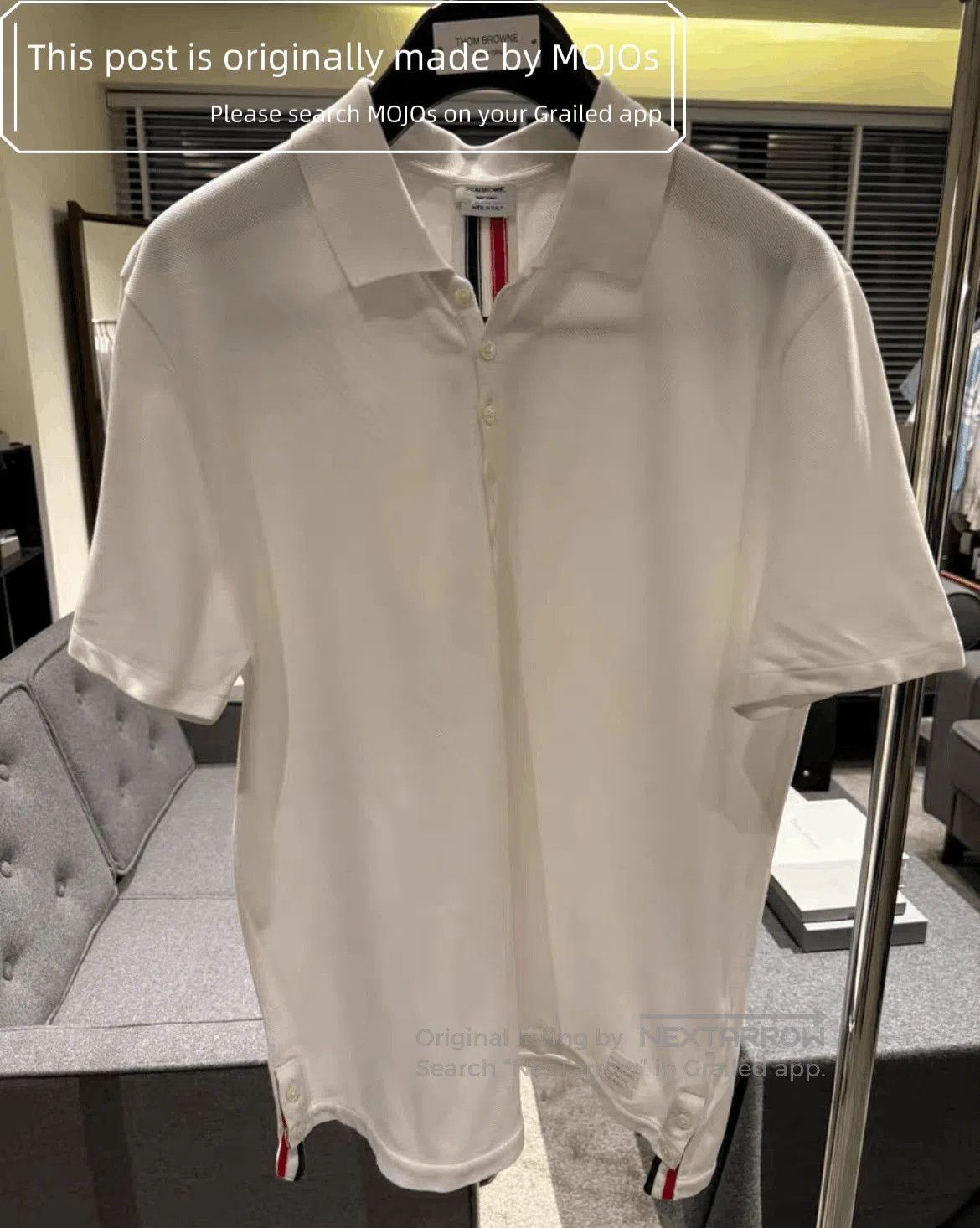 Thom Browne Sz 4 Thom Browne Back Triple Stripe White Polo. Size US XL / EU 56 / 4 - 1 Thumbnail