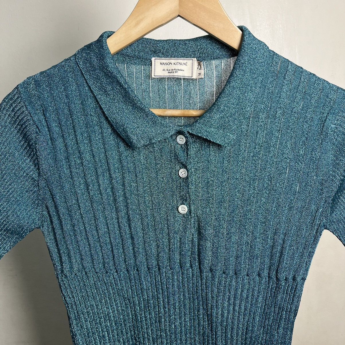 Maison Kitsune Maison Kitsune Short Sleeve Lame Knit Tops Size M / US 6-8 / IT 42-44 - 5 Thumbnail