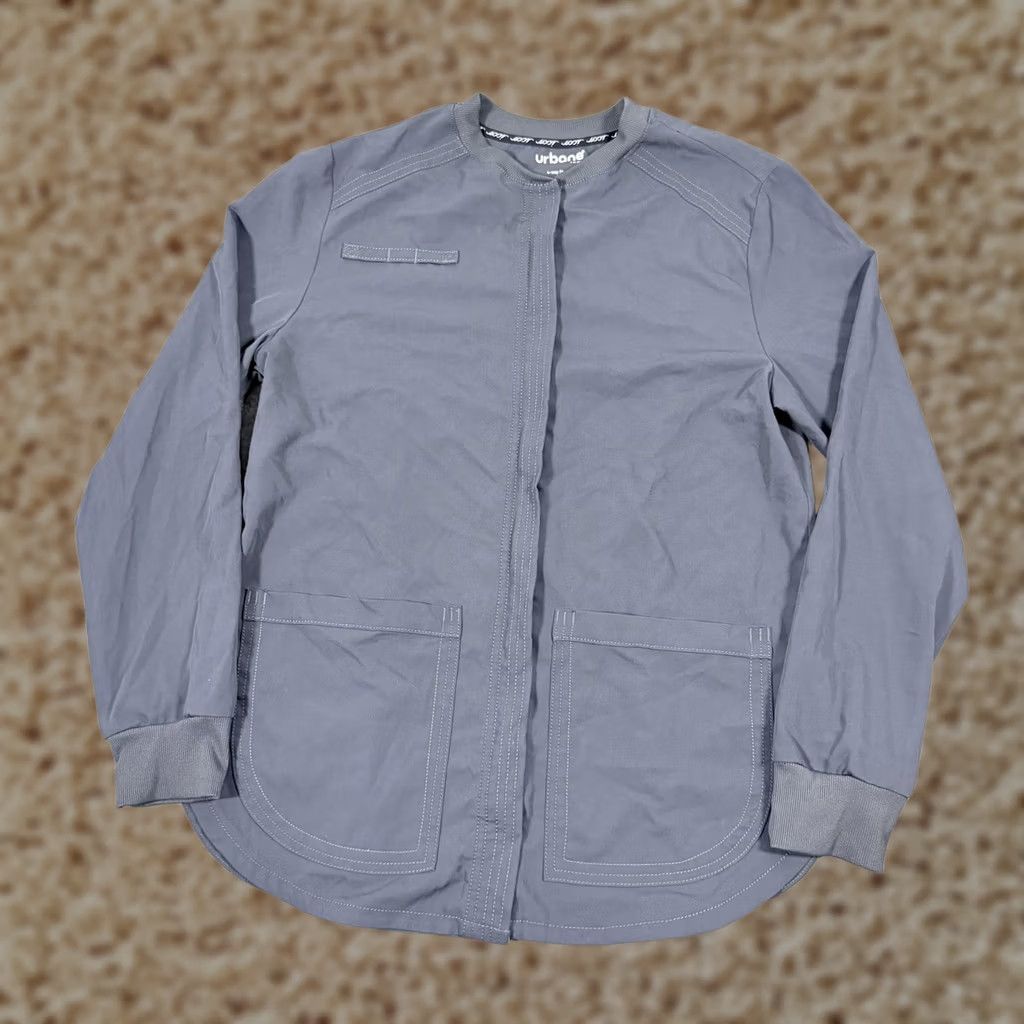 Vintage Urbane Full-Zip Long Sleeve Warm-Up Scrub Jacket Gray Women's Size Small jackets Size S / US 4 / IT 40 - 1 Thumbnail