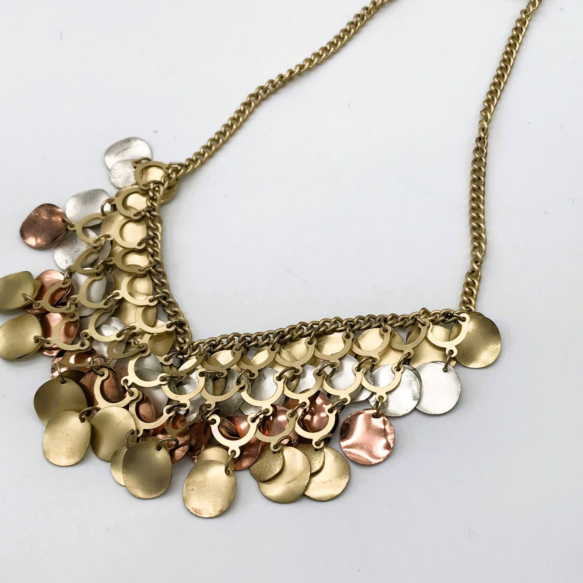 Other Layered Mesh Metal Discs Bib Necklace Silver Copper Gold Shi Size ONE SIZE - 8 Thumbnail