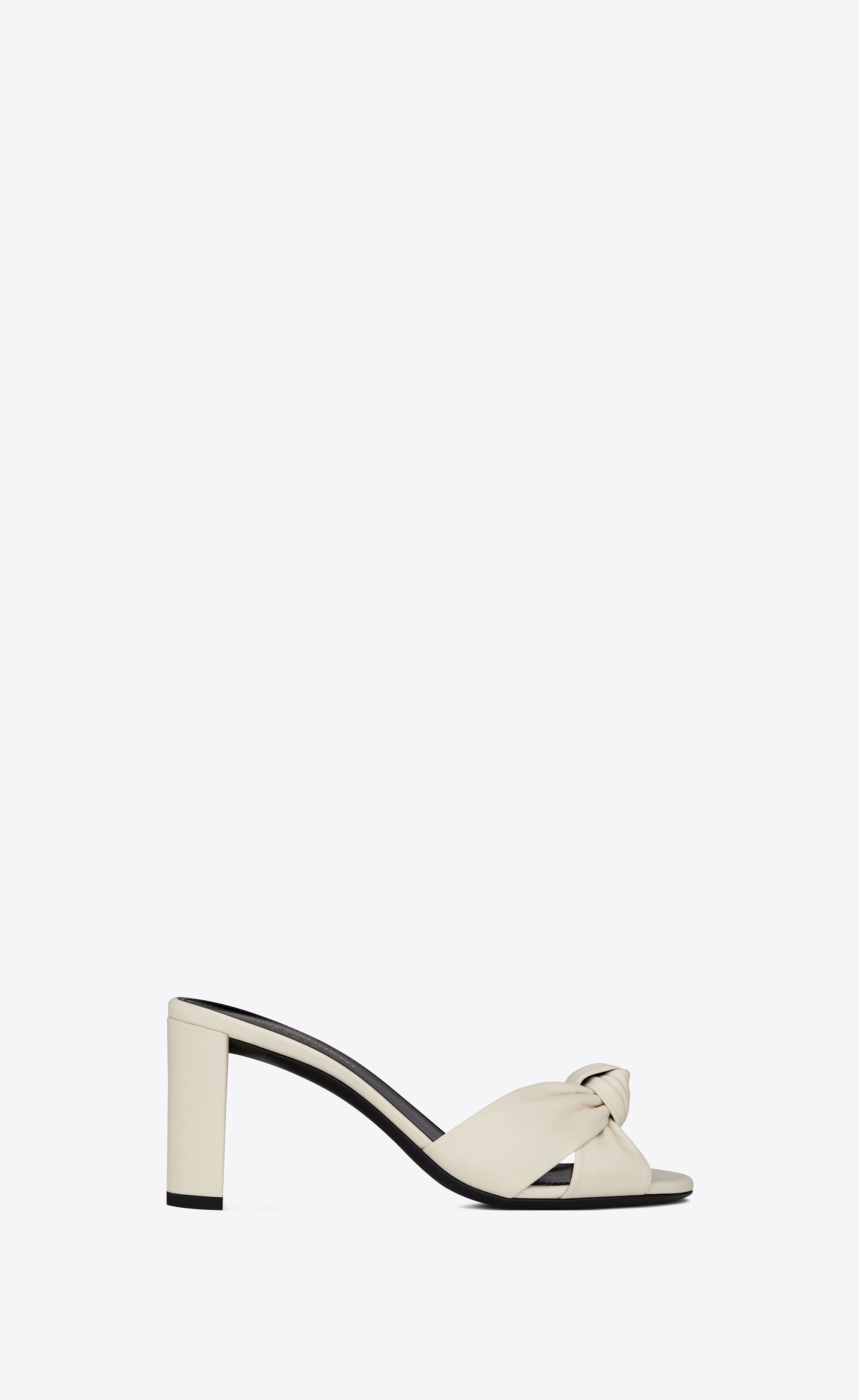 Saint Laurent Paris o1s1wg110225 620130 Bianca Heeled Mules Smooth Leather White Size US 5.5 / IT 35.5 - 1 Thumbnail
