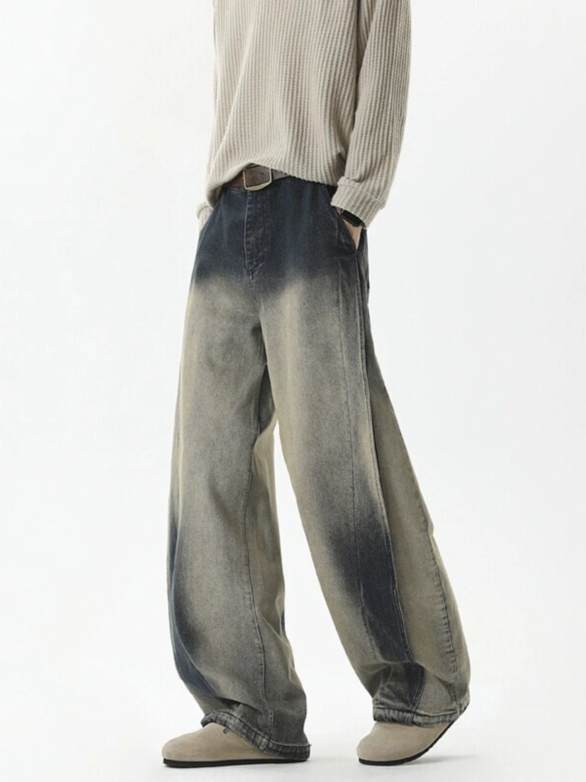 Vintage American street retro blue gradient stitching scimitar jeans Size US 32 / EU 48 - 2 Thumbnail