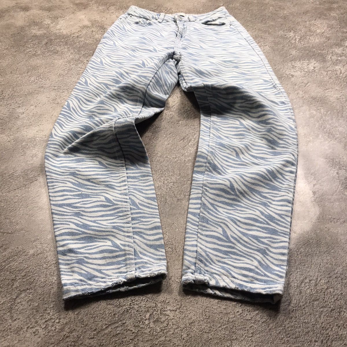 Vintage Y2K Zebra Stripe Distressed Baggy Jeans Grunge Skate Logo 24 Size 24" / US 00 / IT 34 - 1 Thumbnail