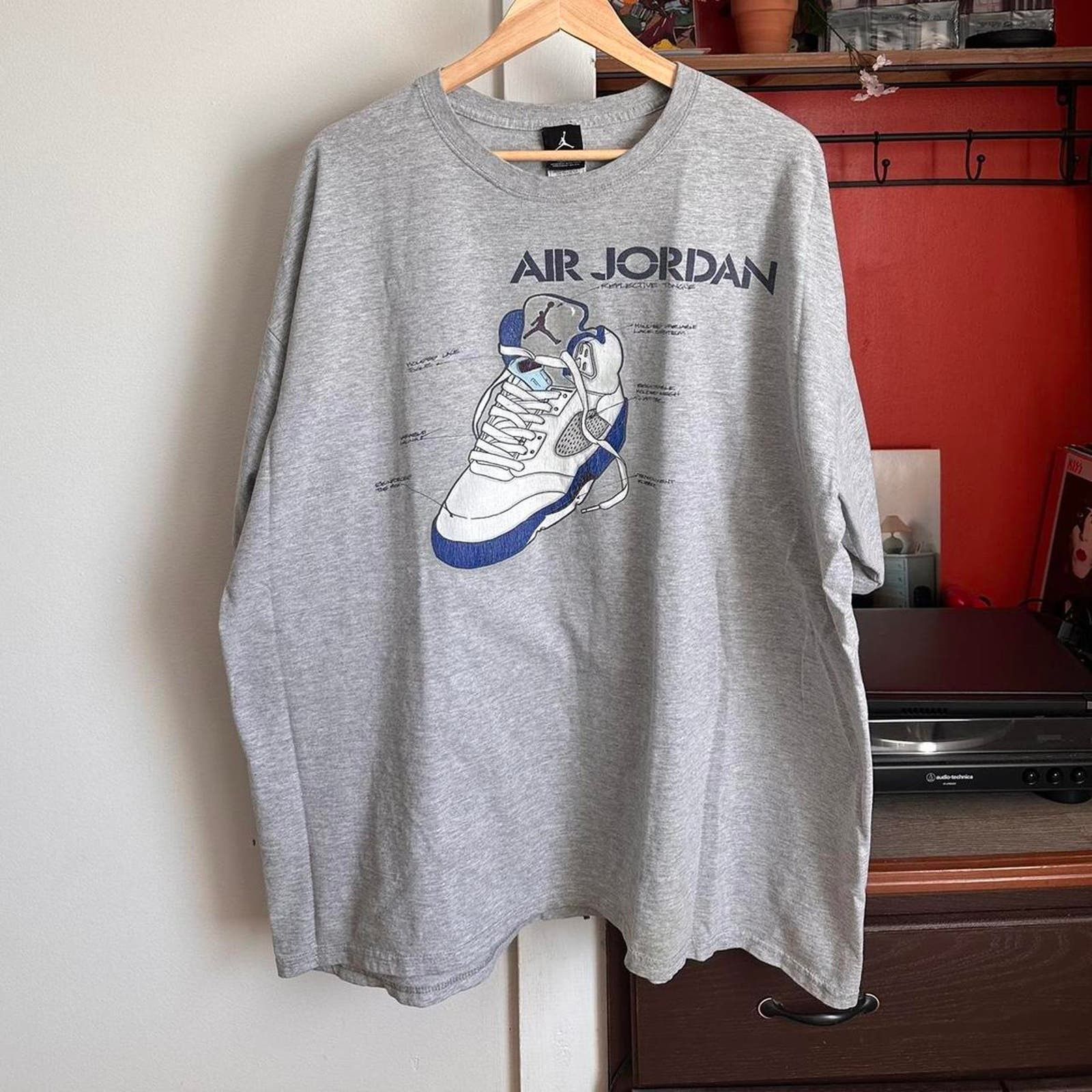 image of Jordan Nike Vintage Air Jordan Shirt in Grey, Men's (Size 2XL)