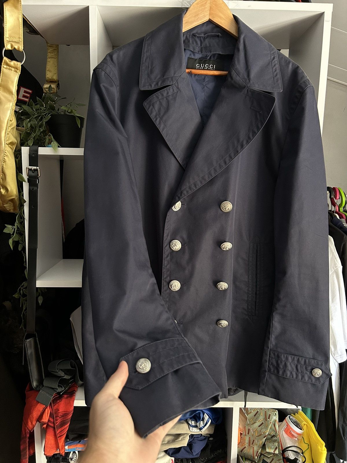 Gucci Gucci Navy Double Breasted Coat Jacket size-54 Size US L / EU 52-54 / 3 - 3 Thumbnail