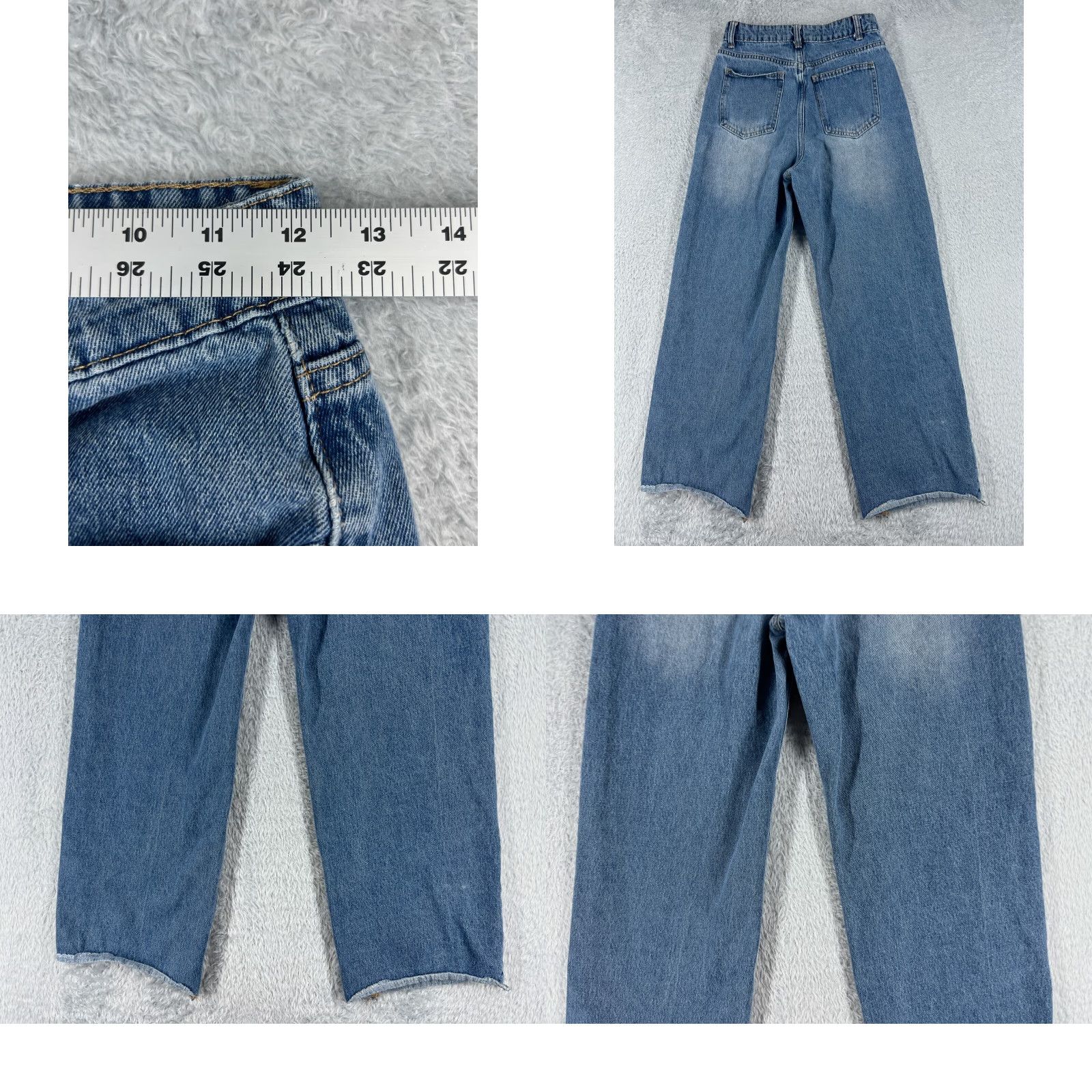 Vintage Dazy Jeans Womens 24 Blue Denim Jeans Straight Wide Leg Cotton Blend 24x26 Vintage No 5-Pocket Regular High Rise Blue Marine Pattern 90s Mens Women Size 42" / US 20 - 9 Thumbnail