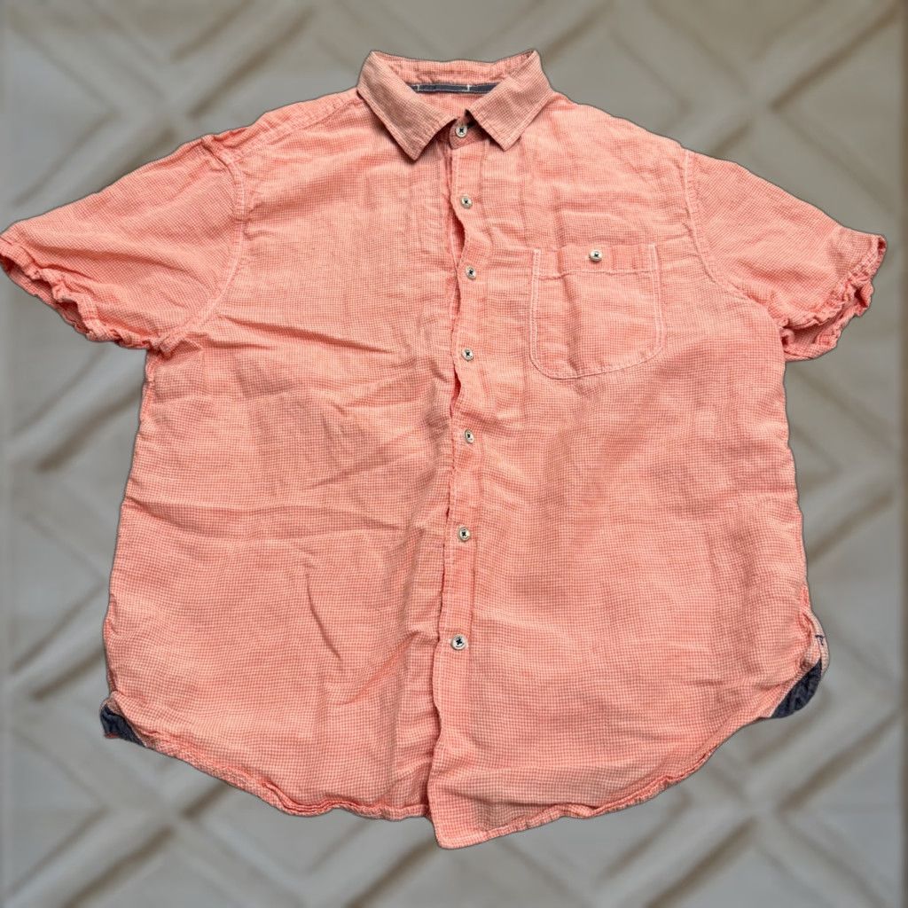 Tommy Bahama Tommy Bahama Shirt Mens Medium Orange Linen Gingham Button-Down Short Sleeve Beach Casual 44in Chest Regular Size Orange Mens Size US L / EU 52-54 / 3 - 1 Thumbnail