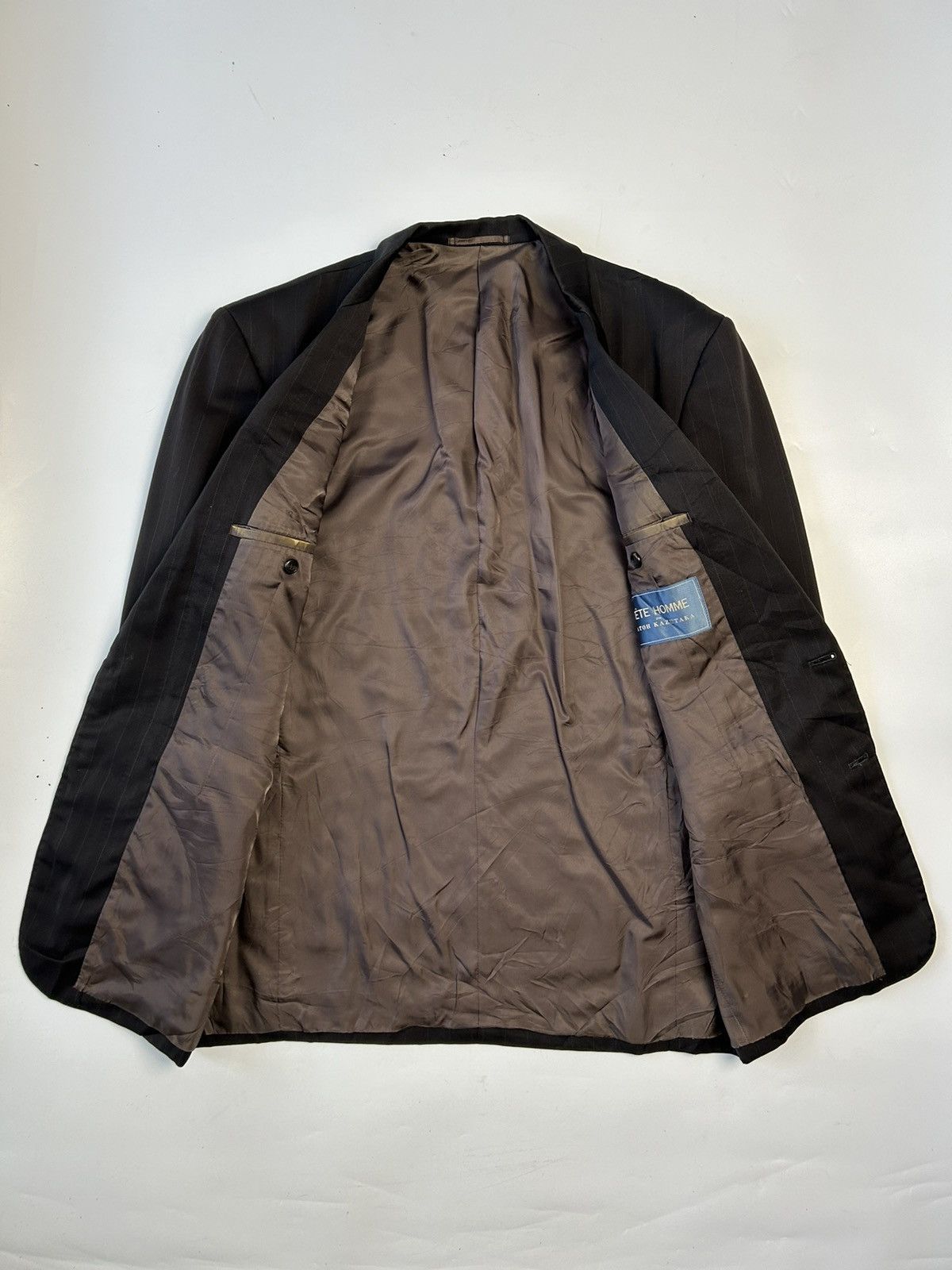 Designer × Japanese Brand × Tete Homme TETE HOMME par KATOH KAZUTAKA BROWN STRIPE BLAZER Size 38R - 2 Thumbnail